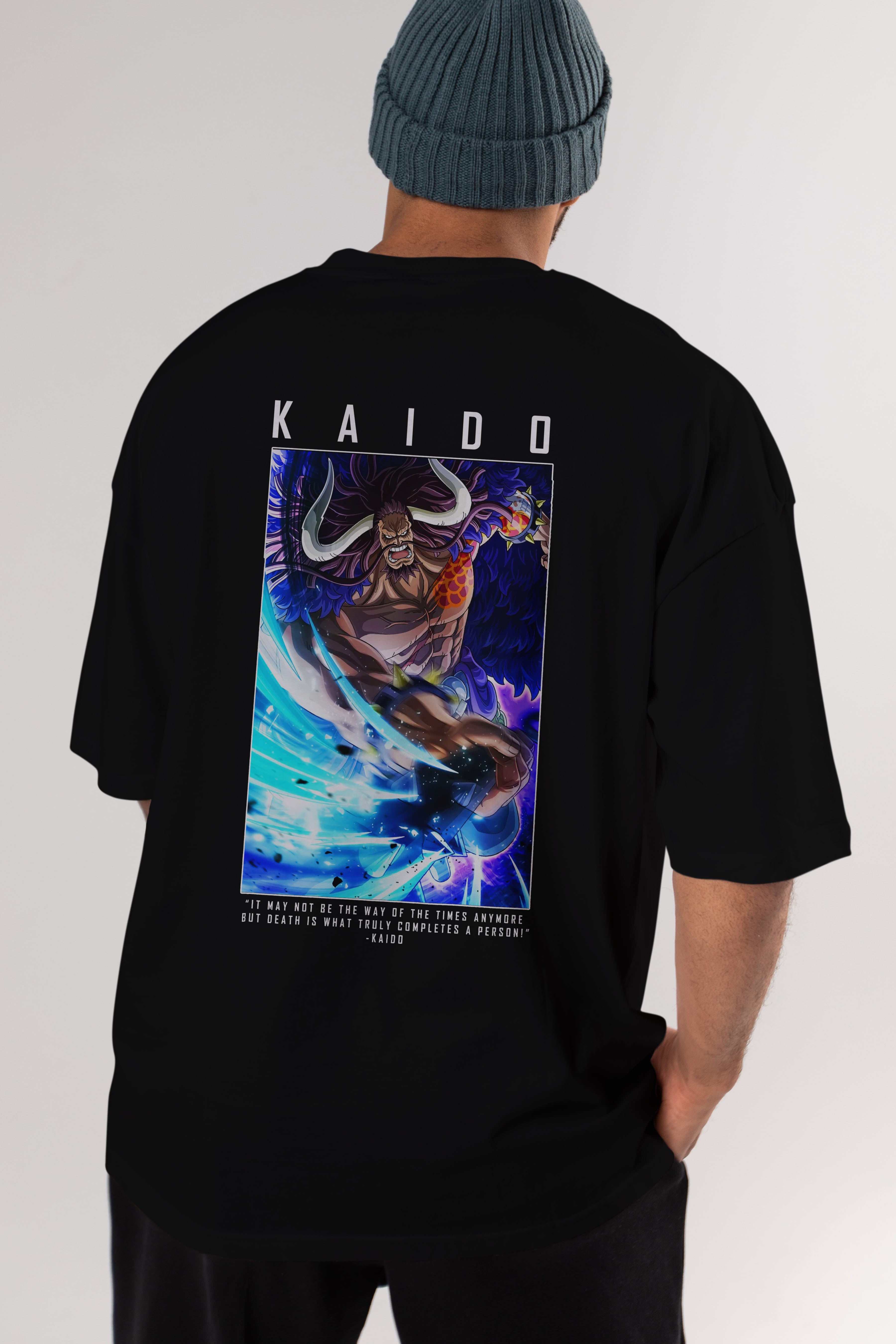 Kaido 2 Anime Arka Baskılı Oversize t-shirt Erkek Kadın Unisex %100 pamuk tişort