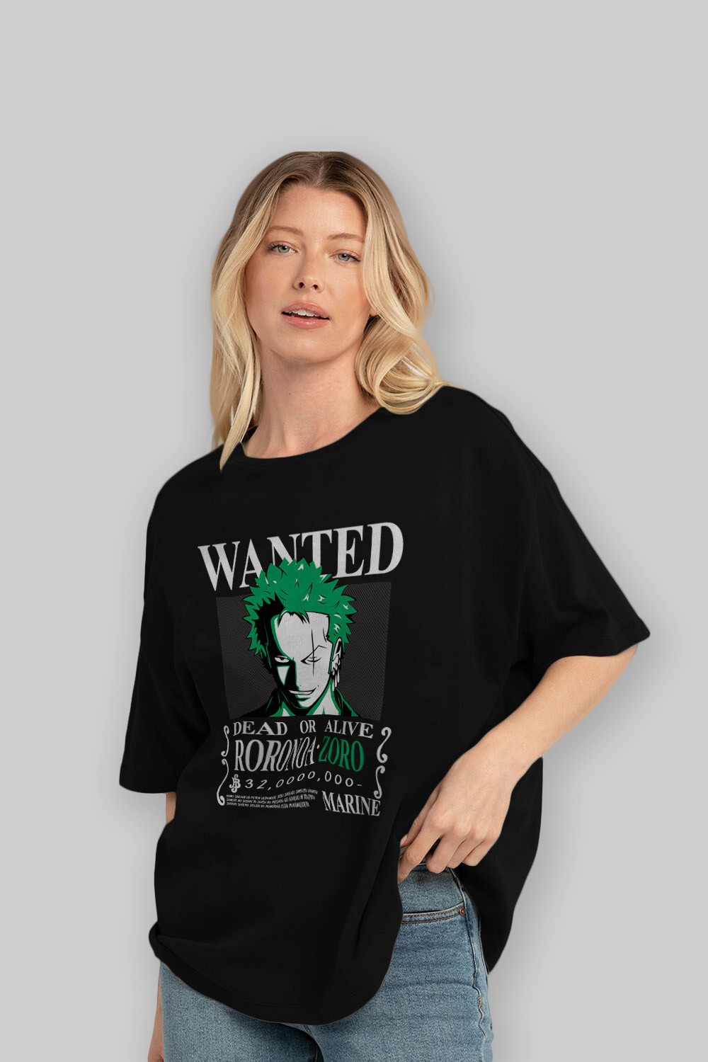 Roronoa Zoro Anime Ön Baskılı Oversize t-shirt Erkek Kadın Unisex