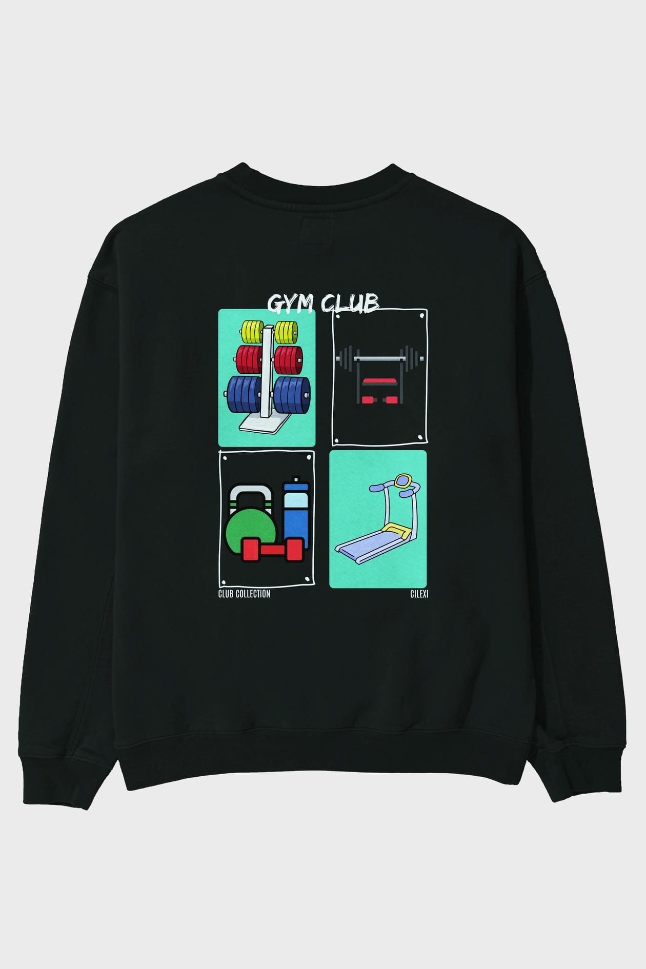 Gym Club Arka Baskılı Oversize Sweatshirt Erkek Kadın Unisex