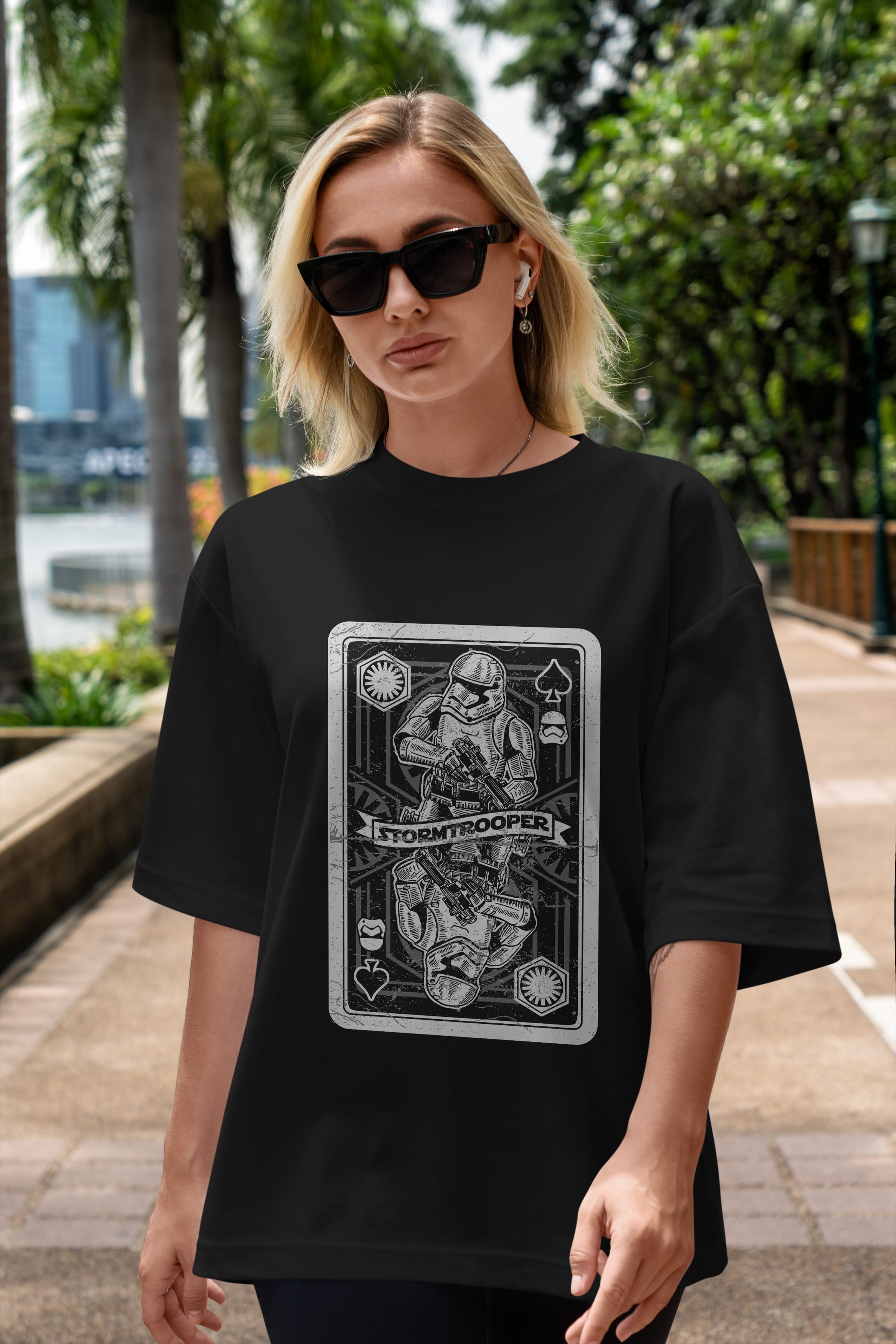 Stormtrooper Playing Card Ön Baskılı Oversize t-shirt Erkek Kadın Unisex %100 Pamuk tişort