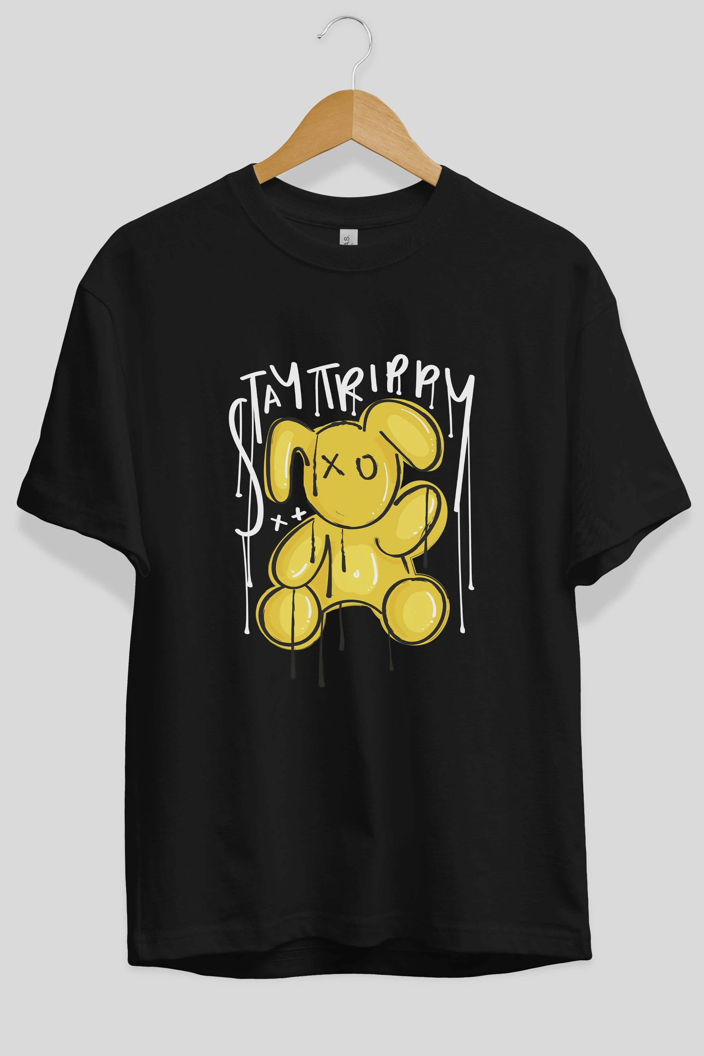 Stay Trippy Bear Ön Baskılı Oversize t-shirt Erkek Kadın Unisex