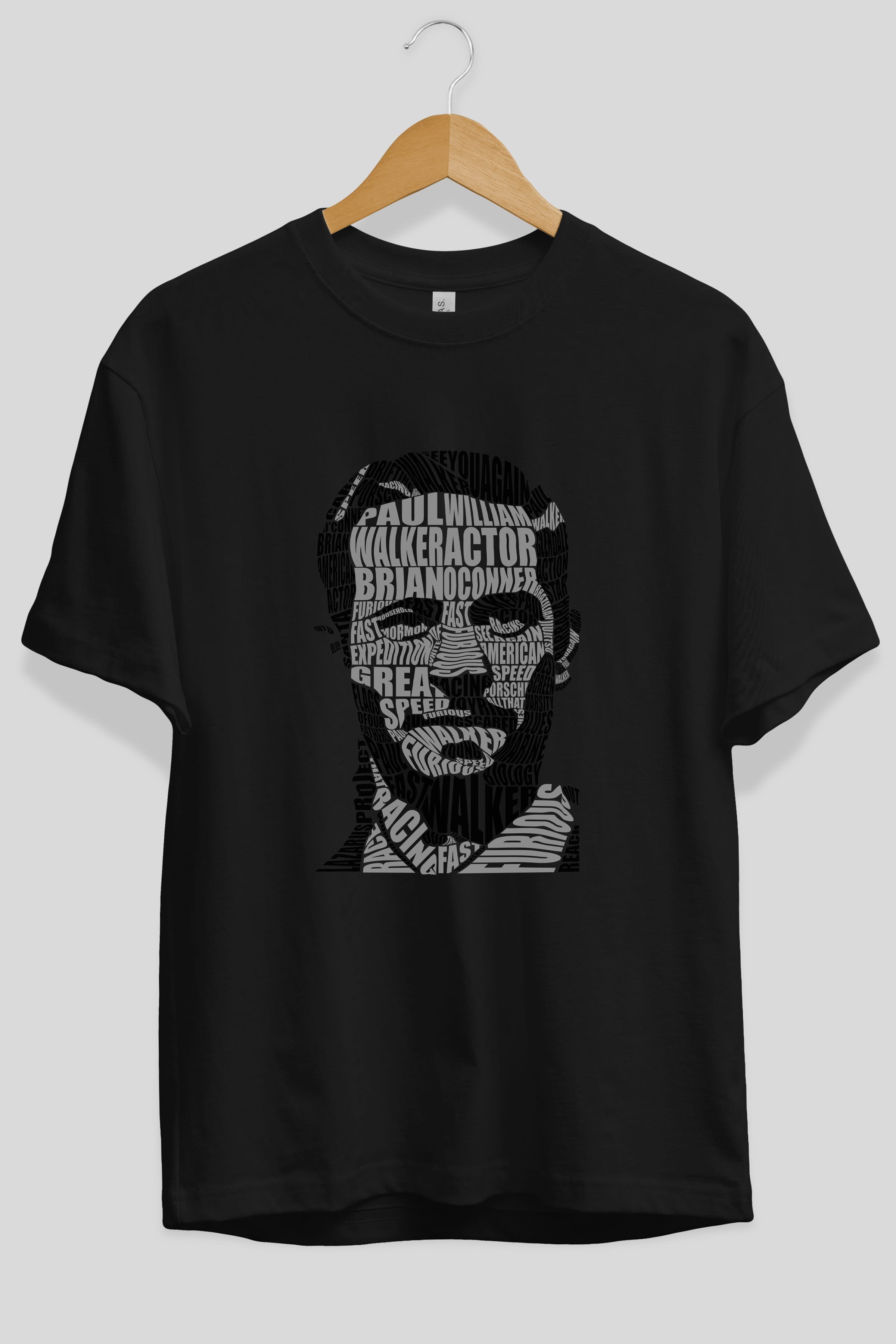 Paul Walker Calligram Ön Baskılı Oversize t-shirt %100 pamuk Erkek Kadın Unisex