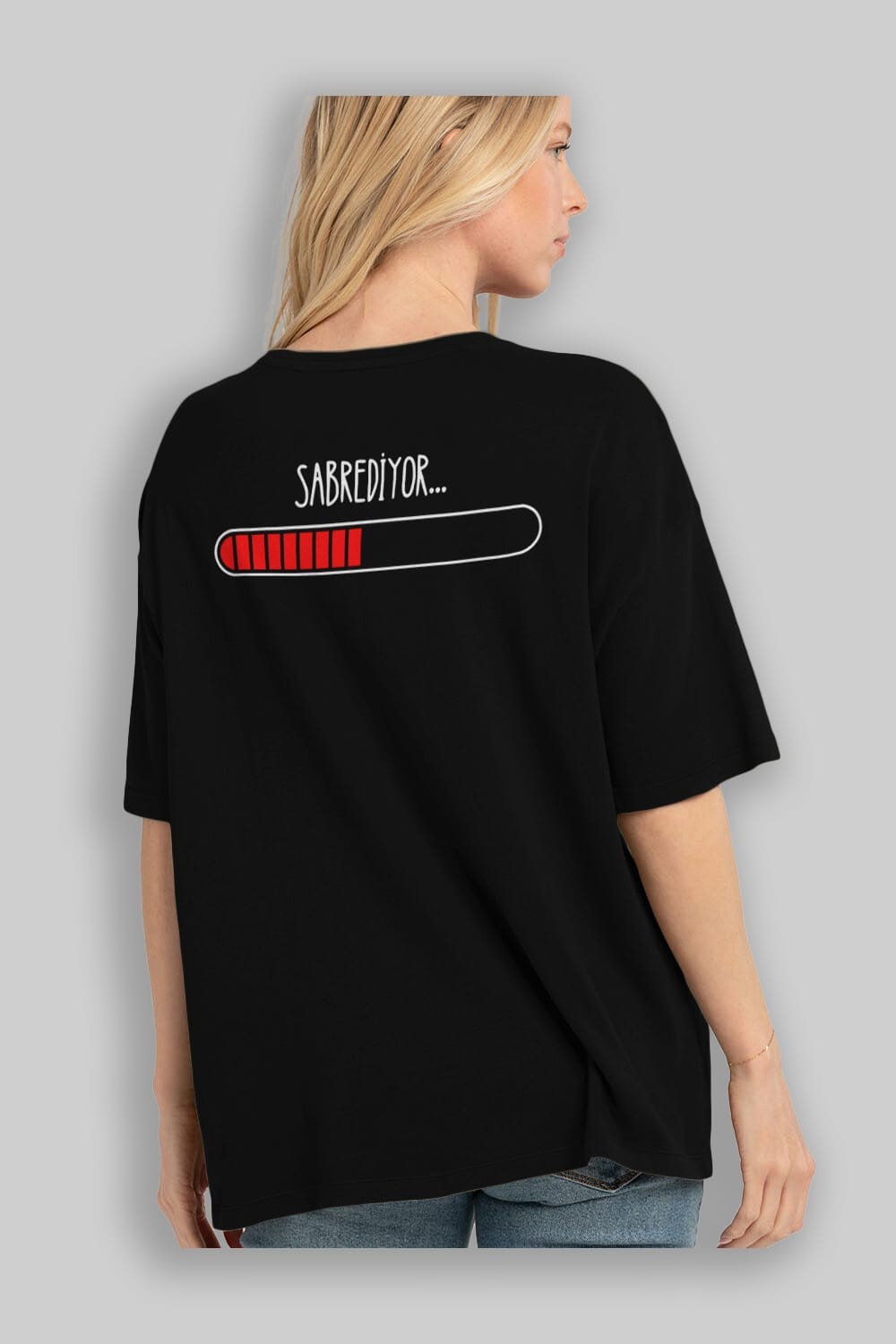 Sabrediyor Yazılı Arka Baskılı Oversize t-shirt Erkek Kadın Unisex