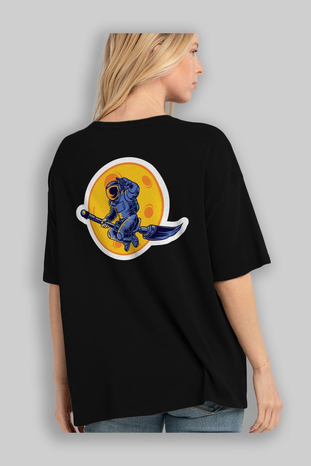 Space Witch Sticker Arka Baskılı Oversize t-shirt Erkek Kadın Unisex