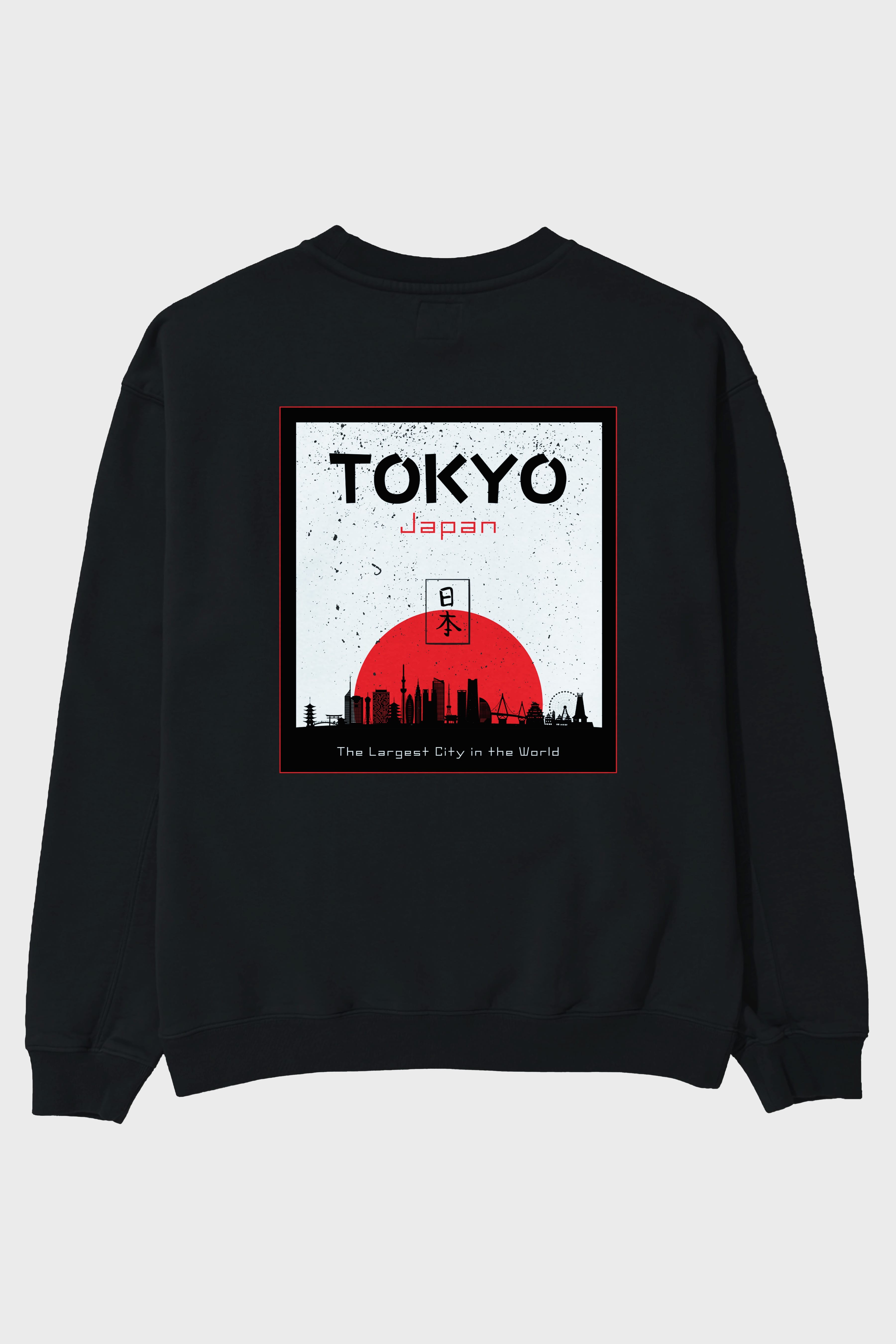Tokyo Japan Yazılı Arka Baskılı Oversize Sweatshirt Erkek Kadın Unisex