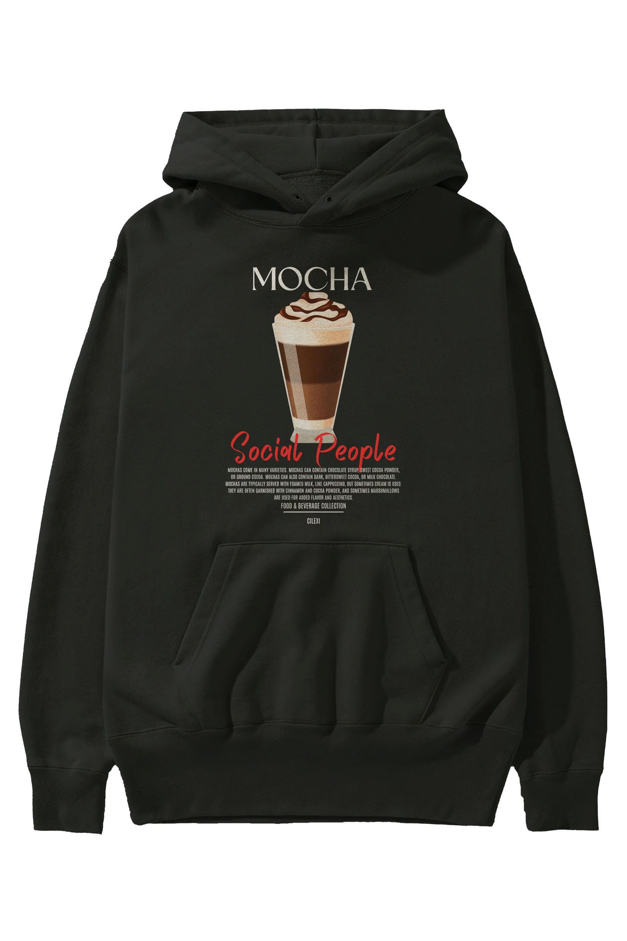 Mocha Kokteyl Ön Baskılı Hoodie Oversize Kapüşonlu Sweatshirt Erkek Kadın