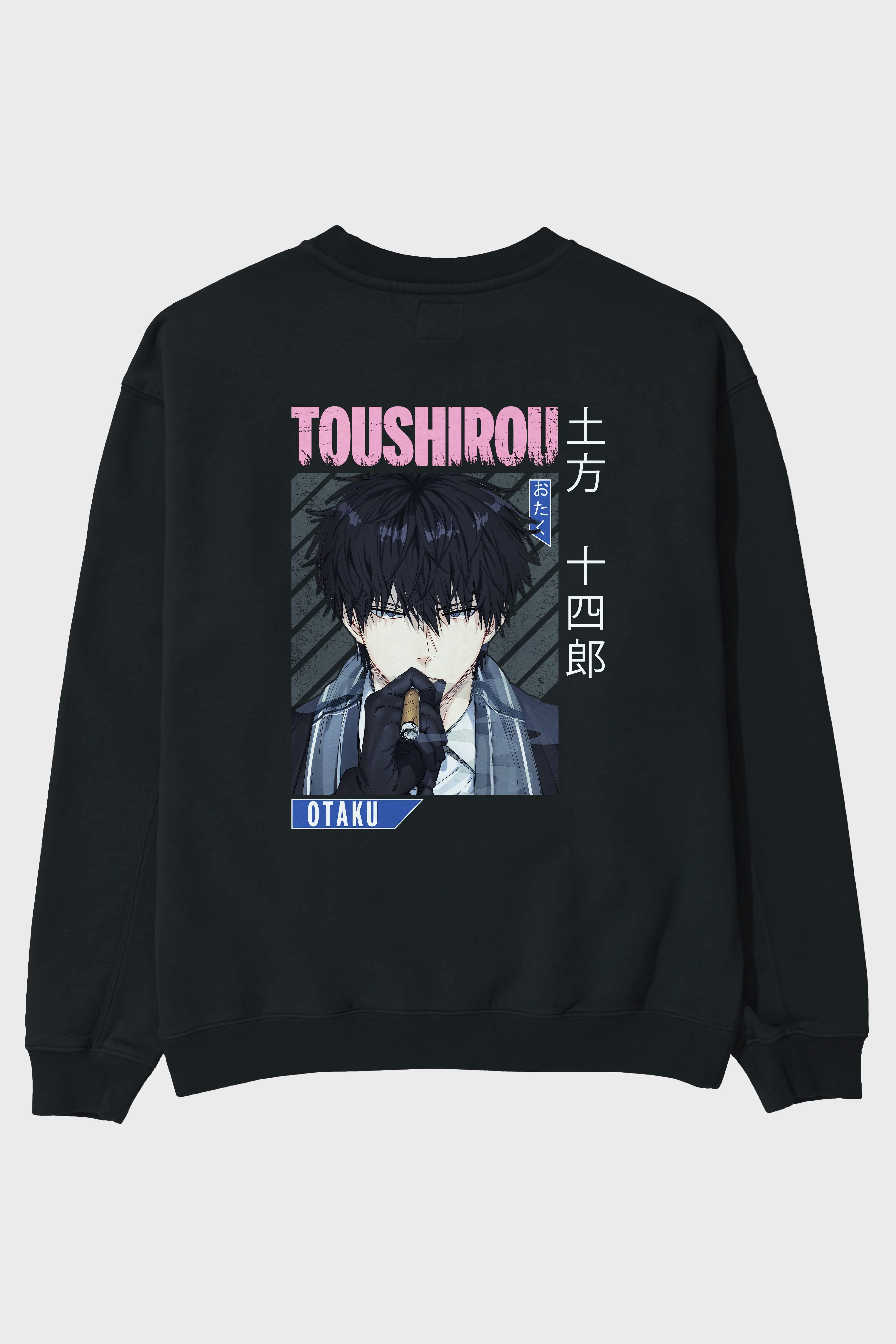 Toushirou Hijikata 2 Anime Arka Baskılı Oversize Sweatshirt Erkek Kadın Unisex
