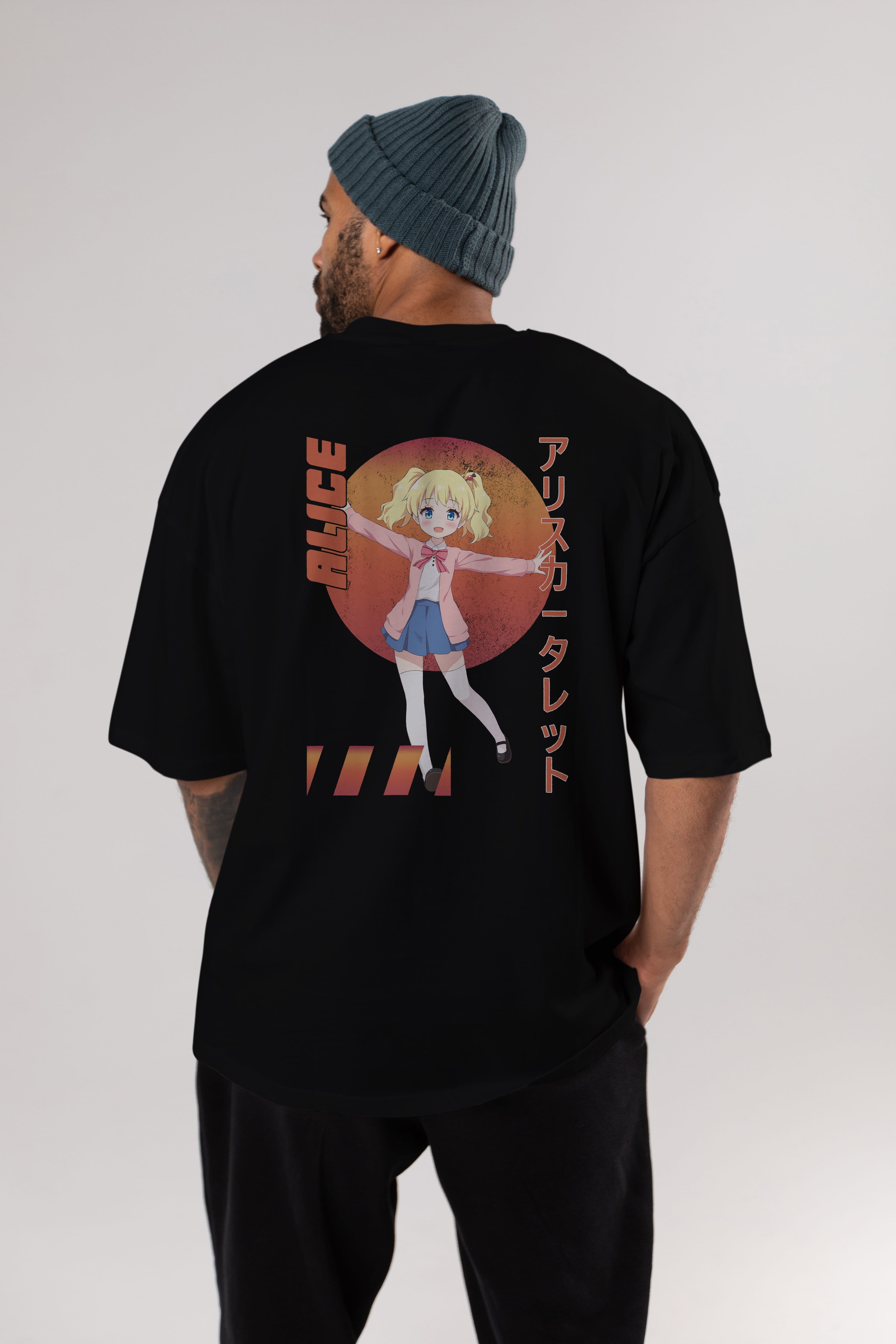 Alice Cartelet 15 Anime Arka Baskılı Oversize t-shirt Erkek Kadın Unisex