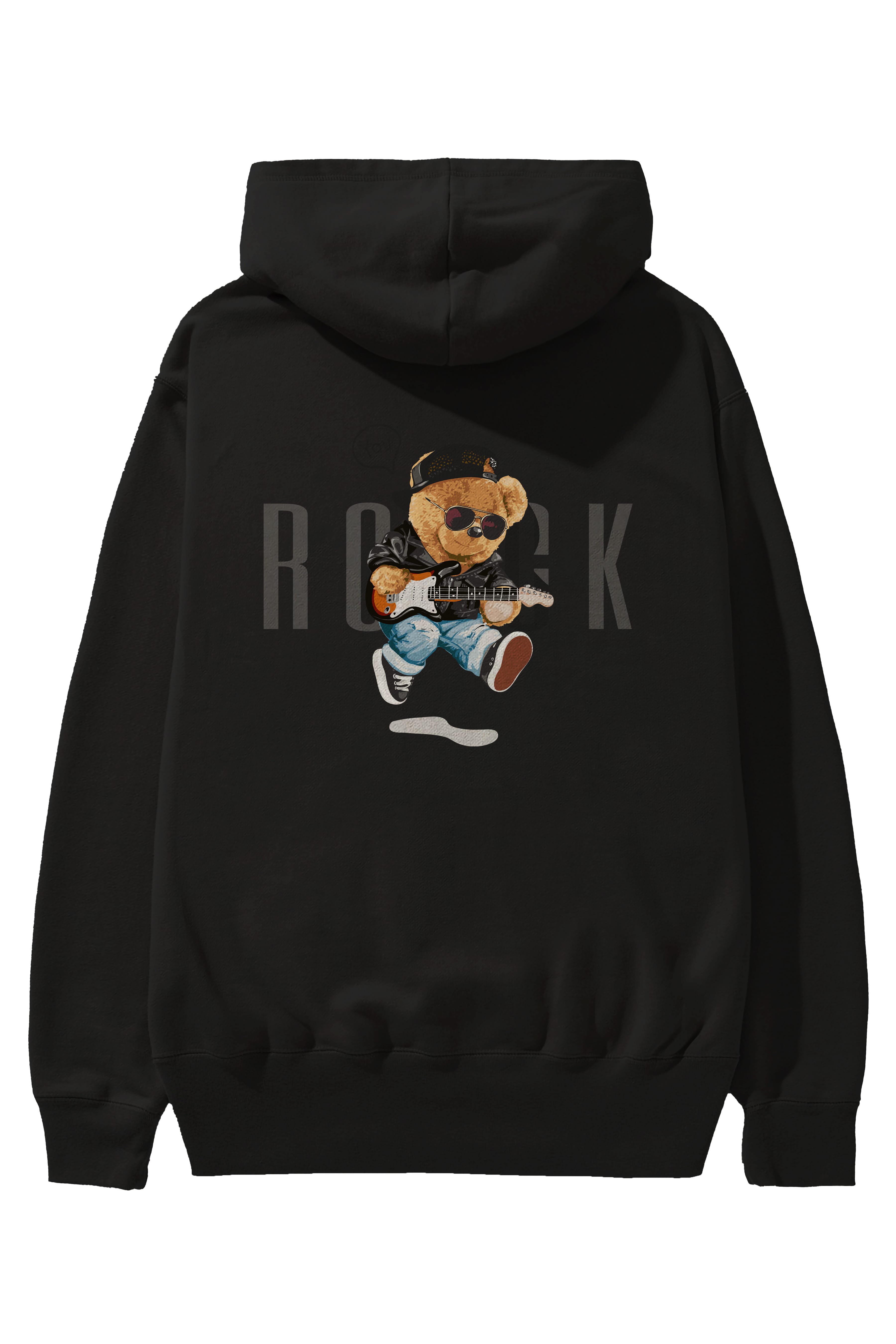 Teddy Bear Rock Arka Baskılı Hoodie Oversize Kapüşonlu Sweatshirt Erkek Kadın Unisex