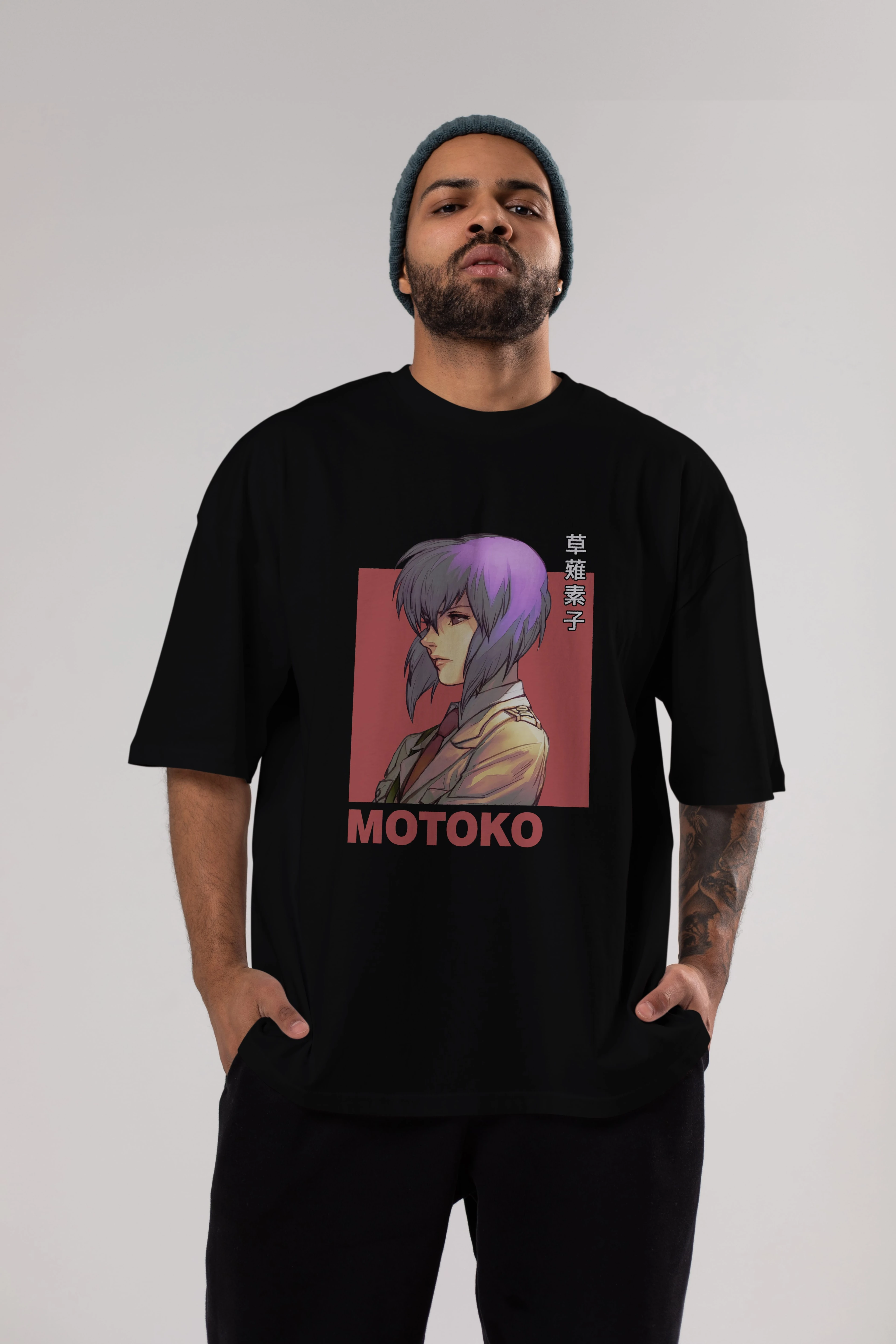 Motoko Kusanagi 12 Anime Ön Baskılı Oversize t-shirt %100 pamuk Erkek Kadın Unisex