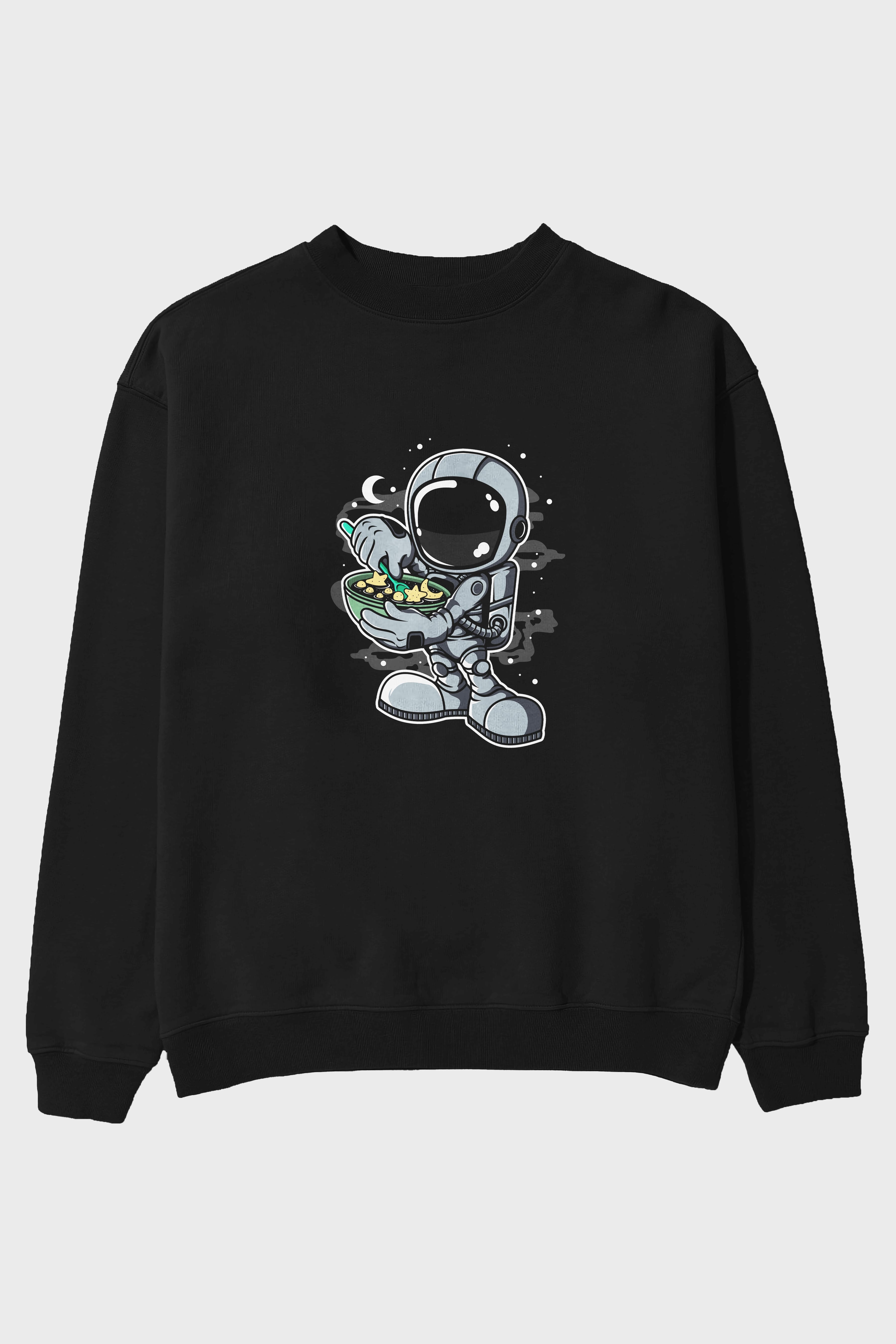 Astronaut Star Flakes Ön Baskılı Oversize Sweatshirt Erkek Kadın Unisex