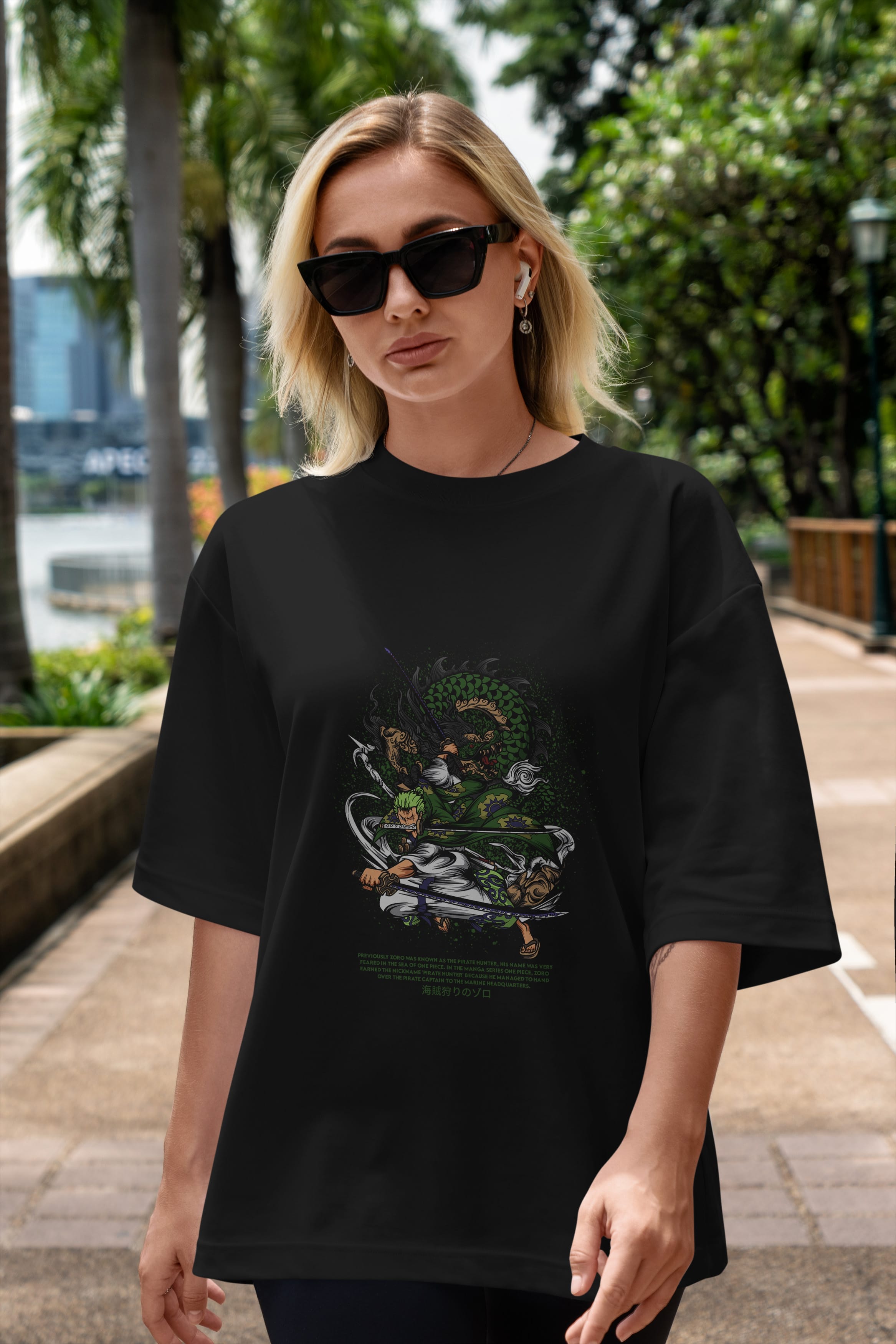 Zoro Anime Ön Baskılı Oversize t-shirt %100 pamuk Erkek Kadın Unisex