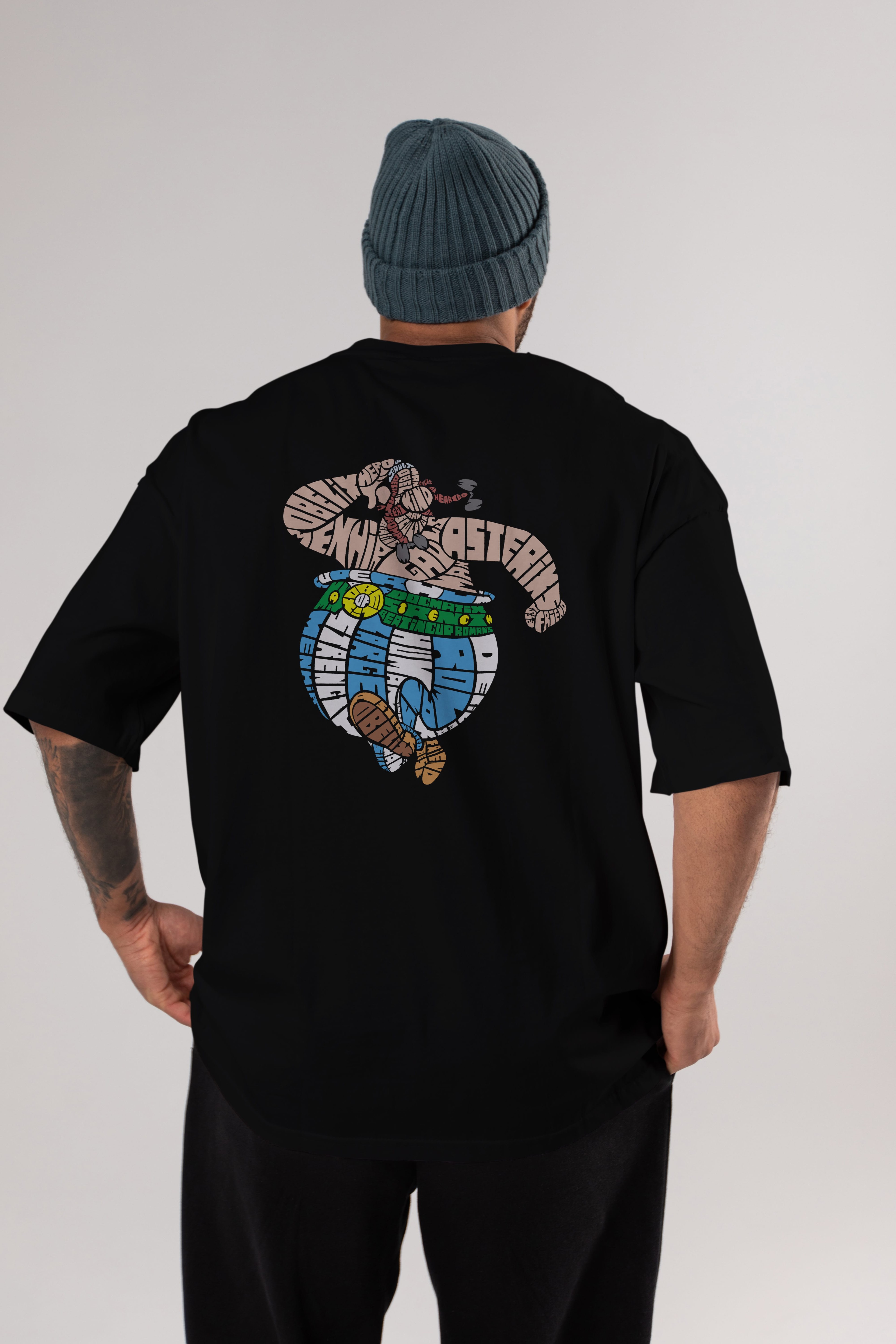 Obelix Arka Baskılı Oversize t-shirt %100 pamuk Erkek Kadın Unisex