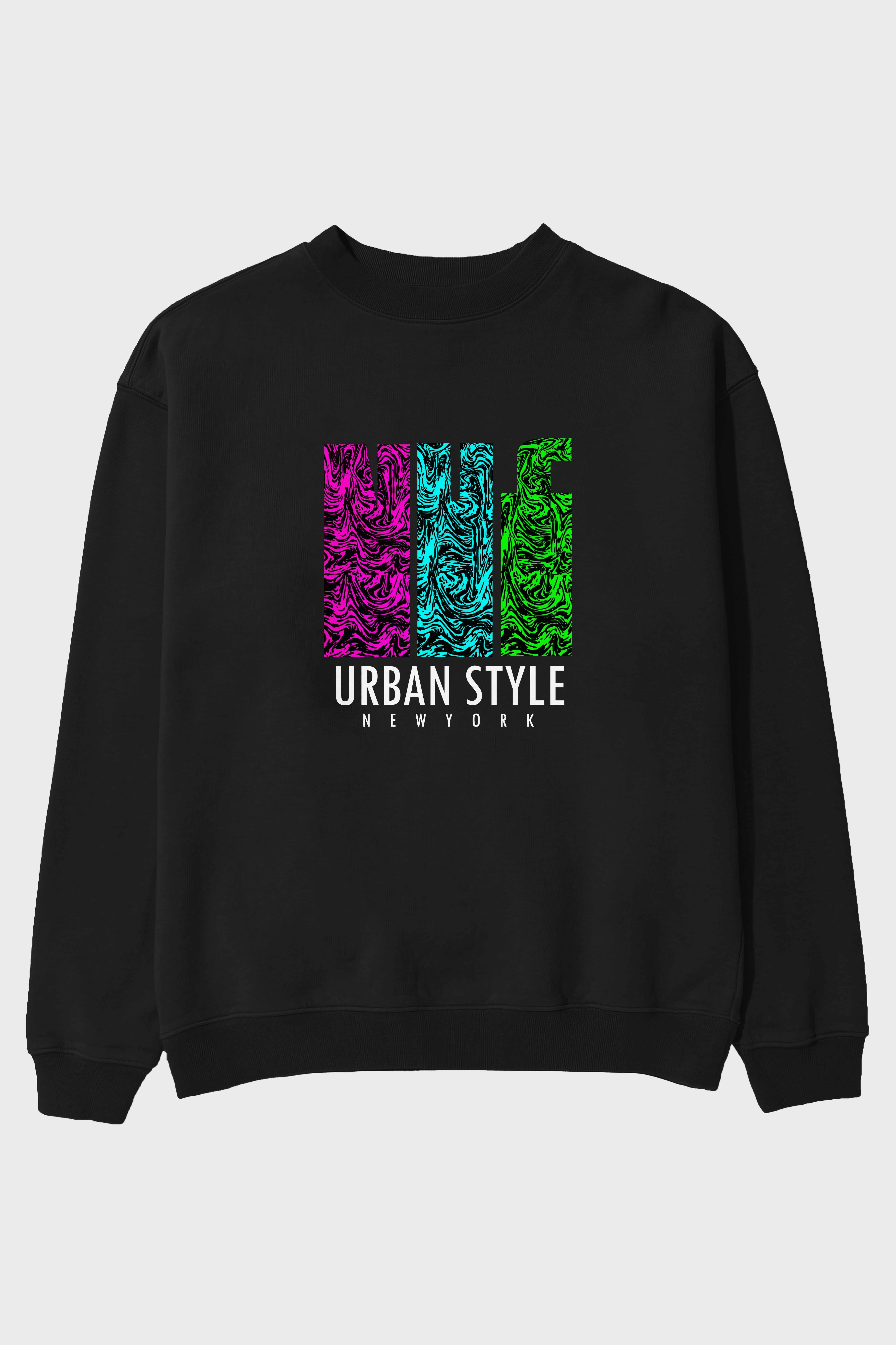 Urban Style Newyork Ön Baskılı Oversize Sweatshirt Erkek Kadın Unisex