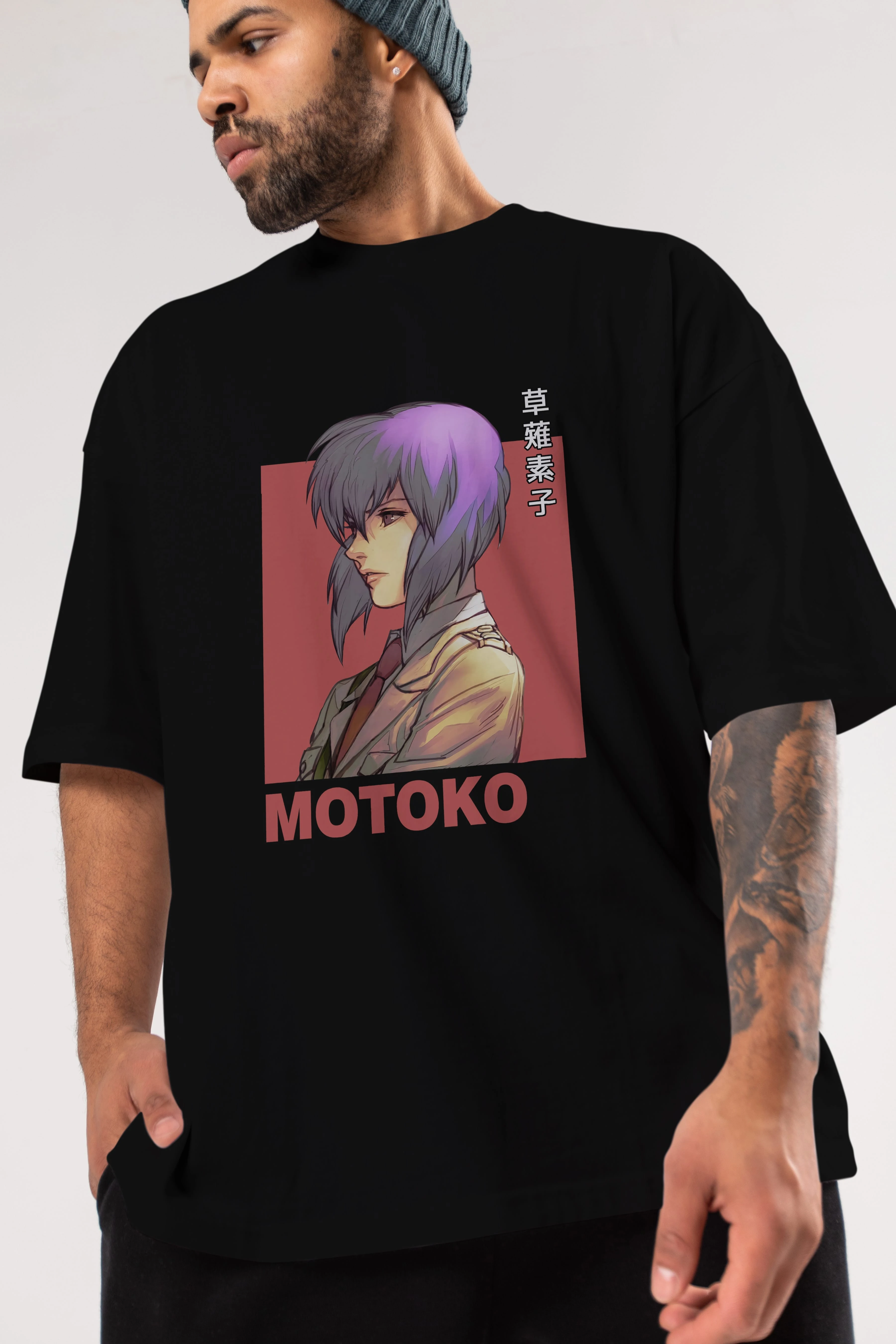 Motoko Kusanagi 12 Anime Ön Baskılı Oversize t-shirt %100 pamuk Erkek Kadın Unisex