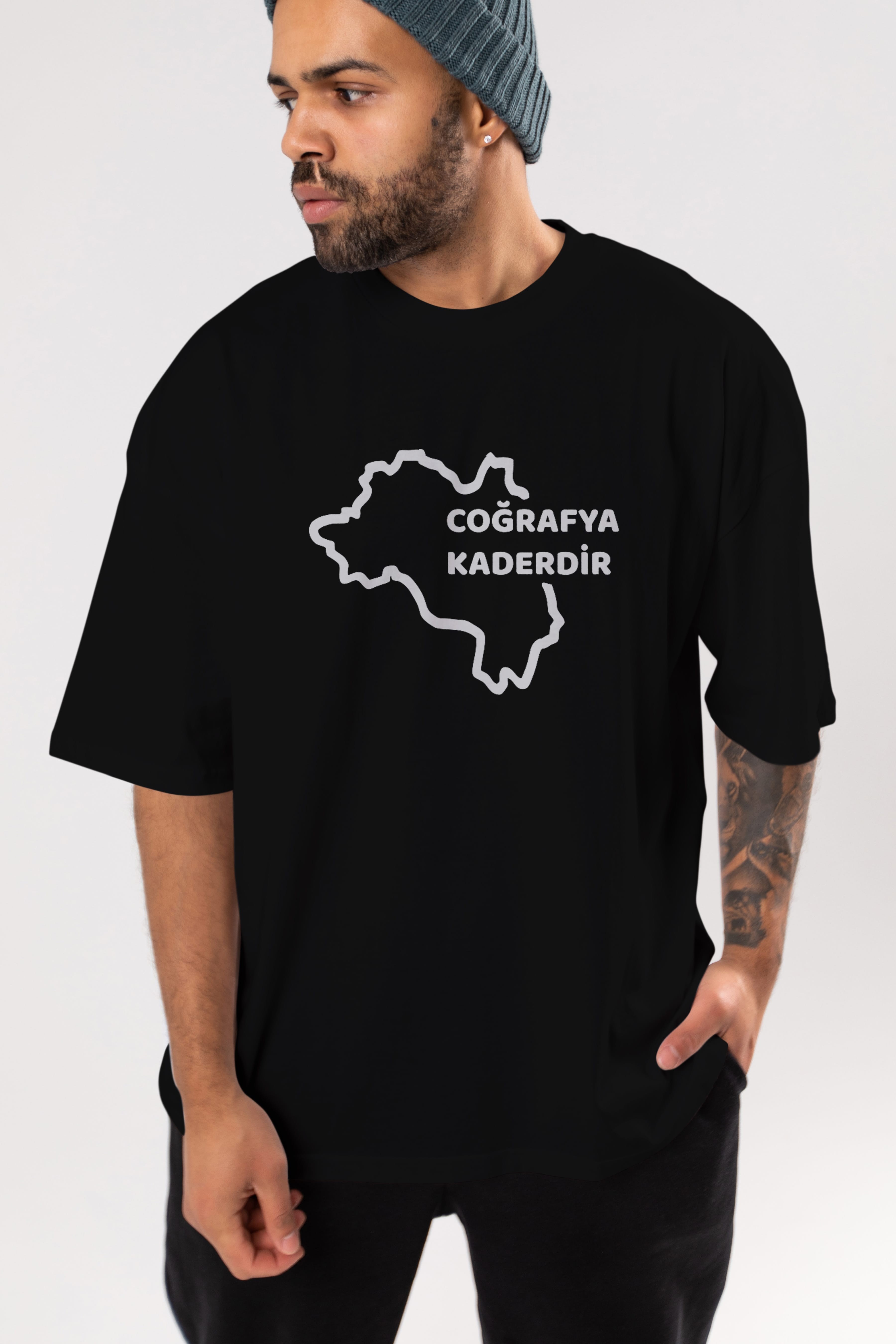 Coğrafya Kaderdir Ön Baskılı Oversize t-shirt %100 pamuk Erkek Kadın Unisex