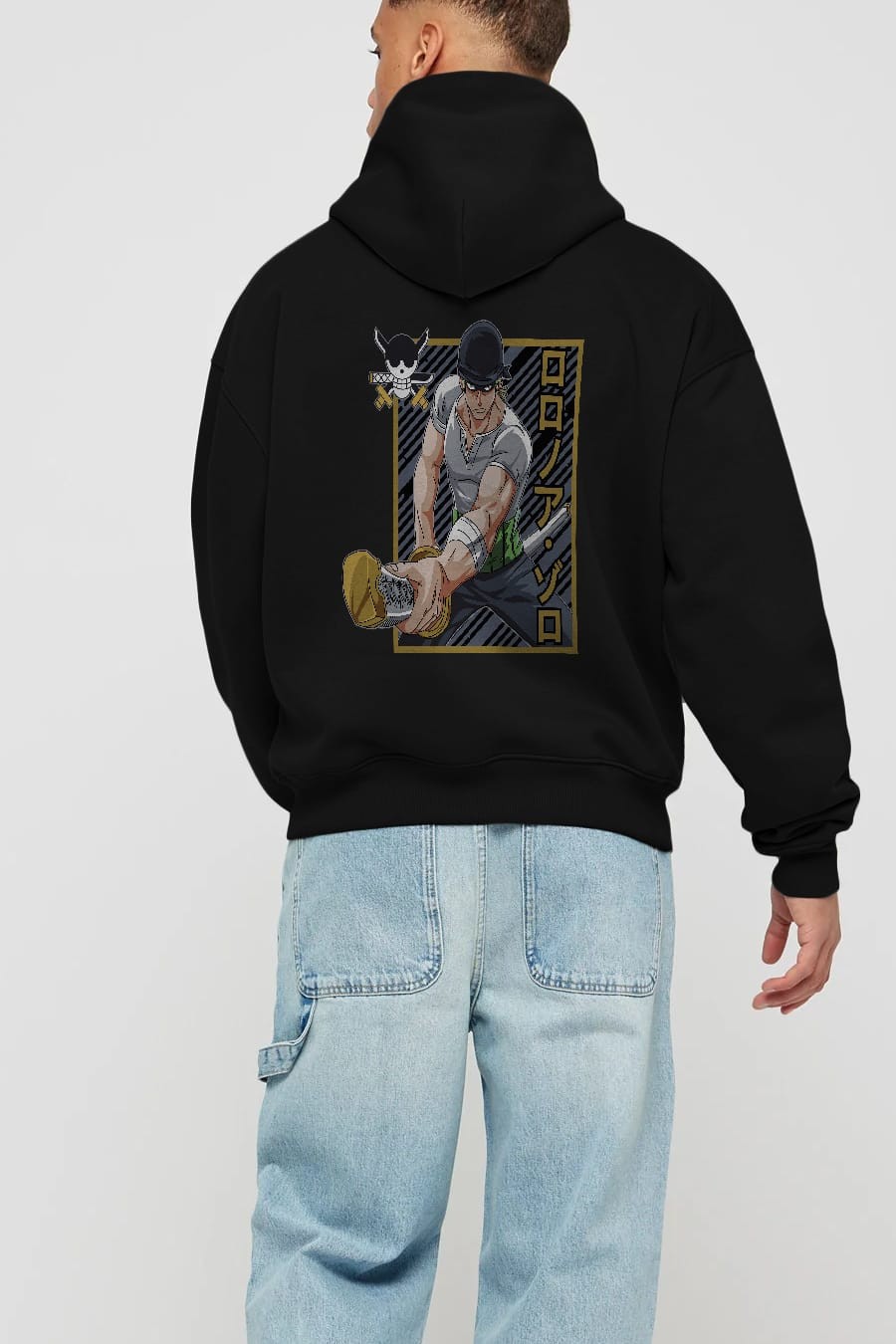 RORONOA ZORO Anime Arka Baskılı Hoodie Oversize Kapüşonlu Sweatshirt Erkek Kadın Unisex
