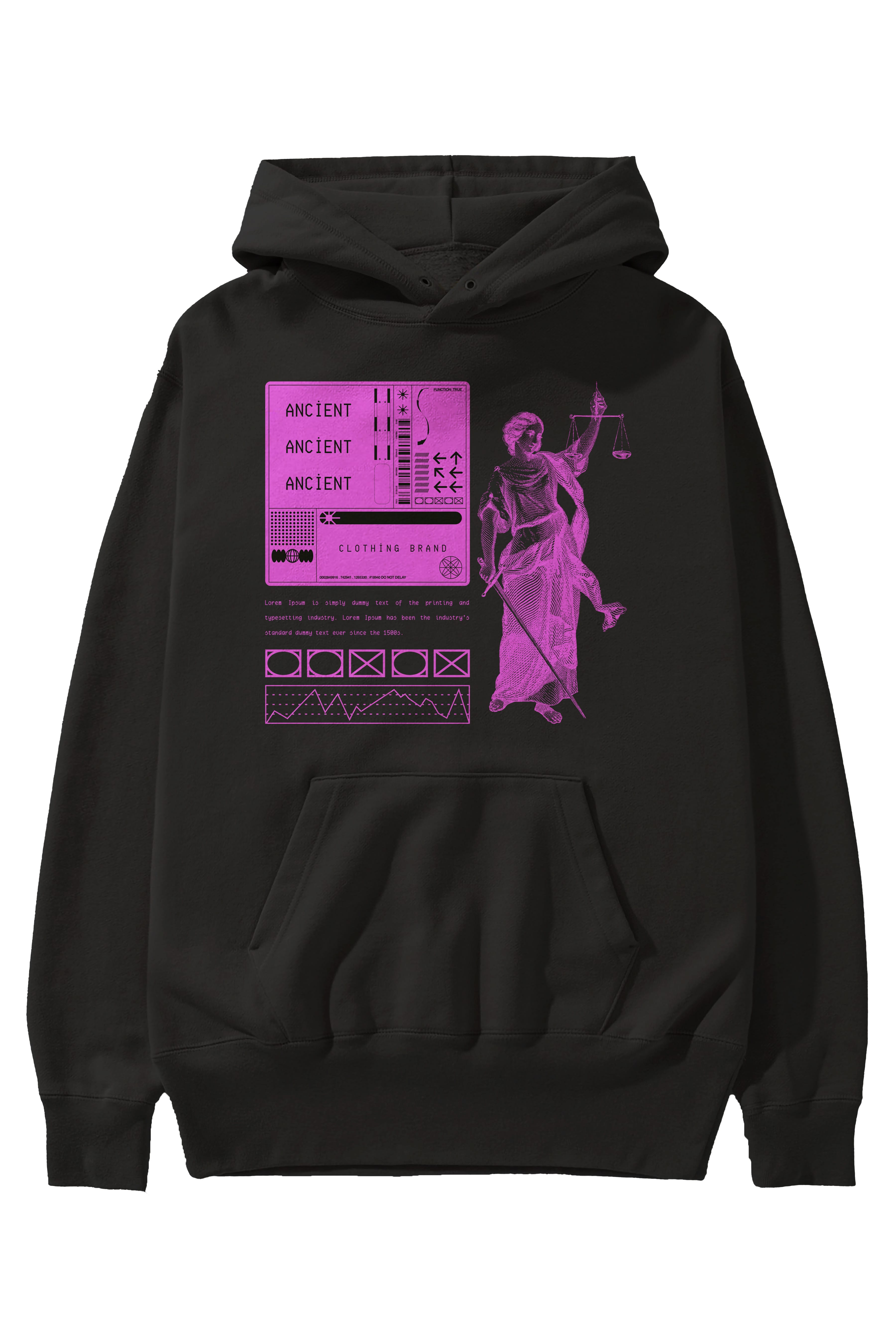 Ancient Streetwear Ön Baskılı Oversize Hoodie Kapüşonlu Sweatshirt Erkek Kadın Unisex