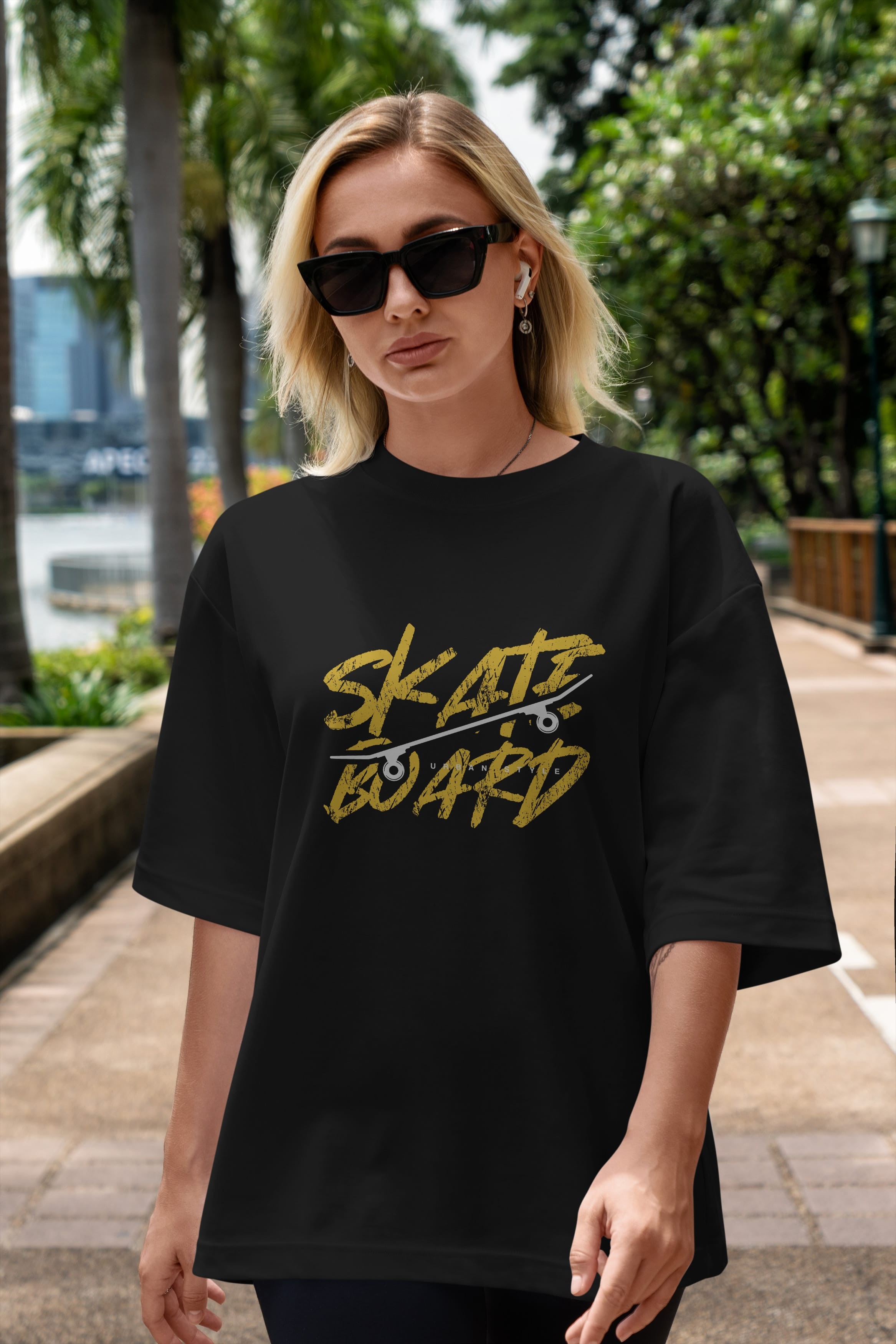 Skate Board Ön Baskılı Oversize t-shirt Erkek Kadın Unisex