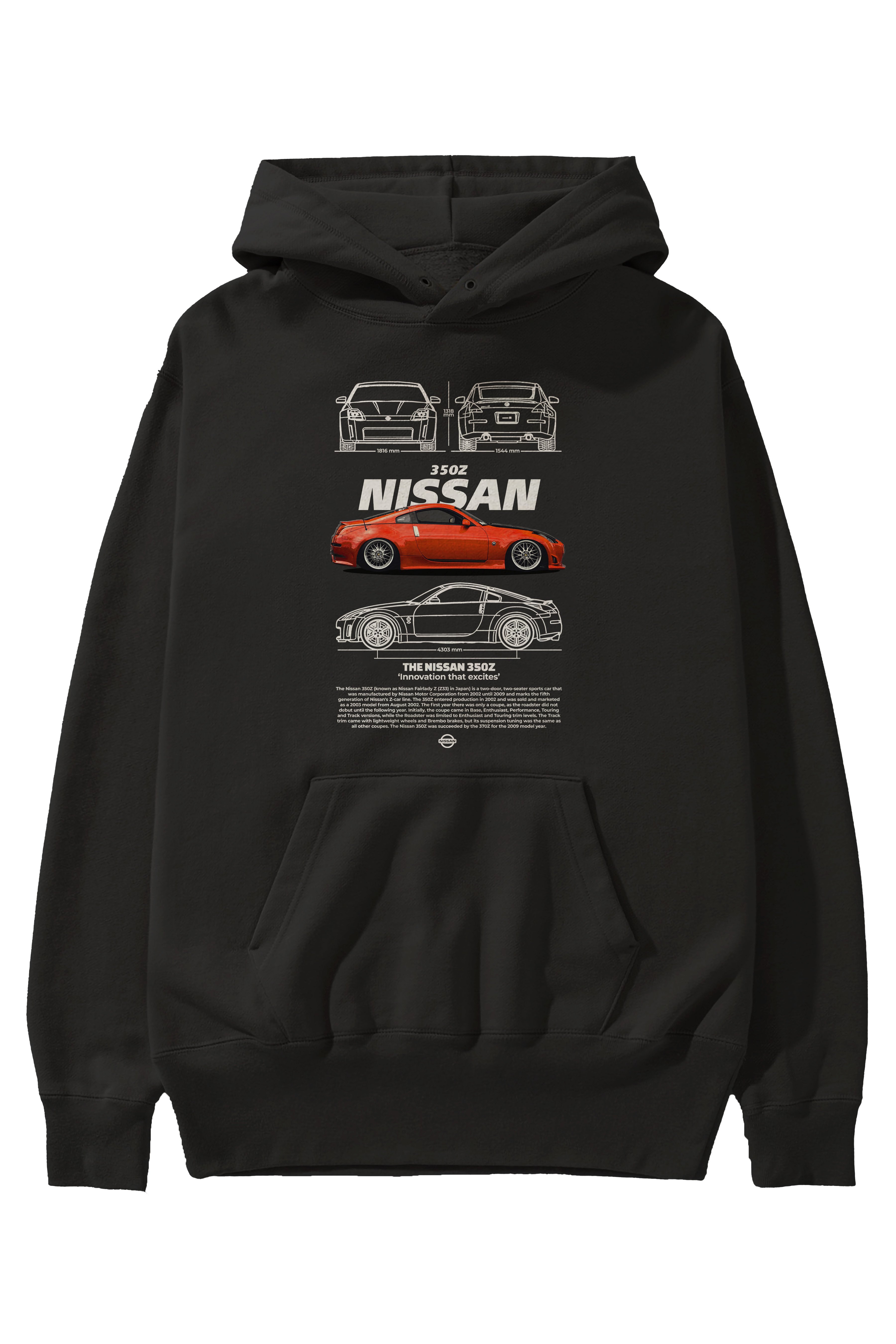 NISSAN 350Z 1 Ön Baskılı Hoodie Oversize Kapüşonlu Sweatshirt Erkek Kadın Unisex