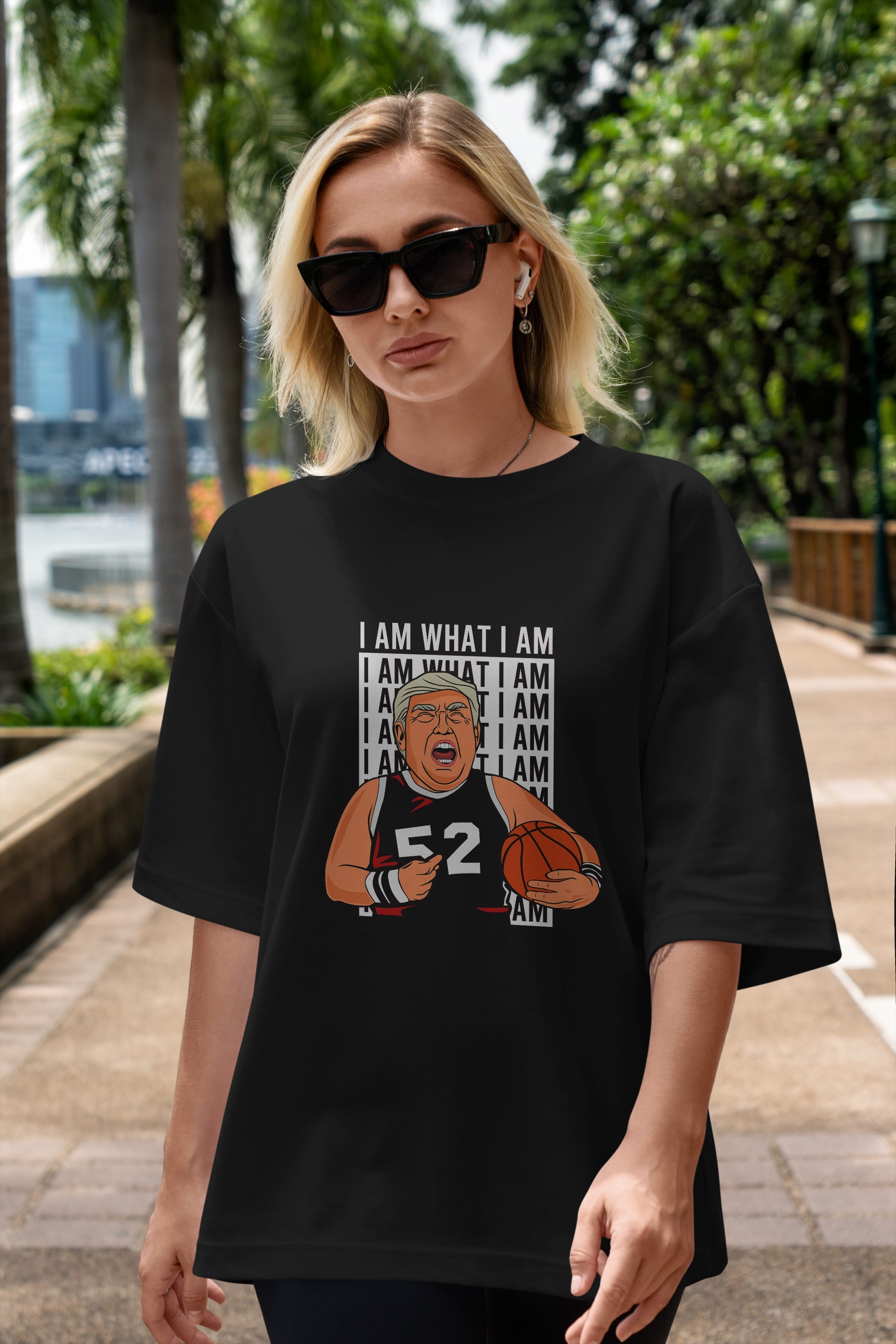 Trump Basketball Ön Baskılı Oversize t-shirt Erkek Kadın Unisex %100 Pamuk tişort