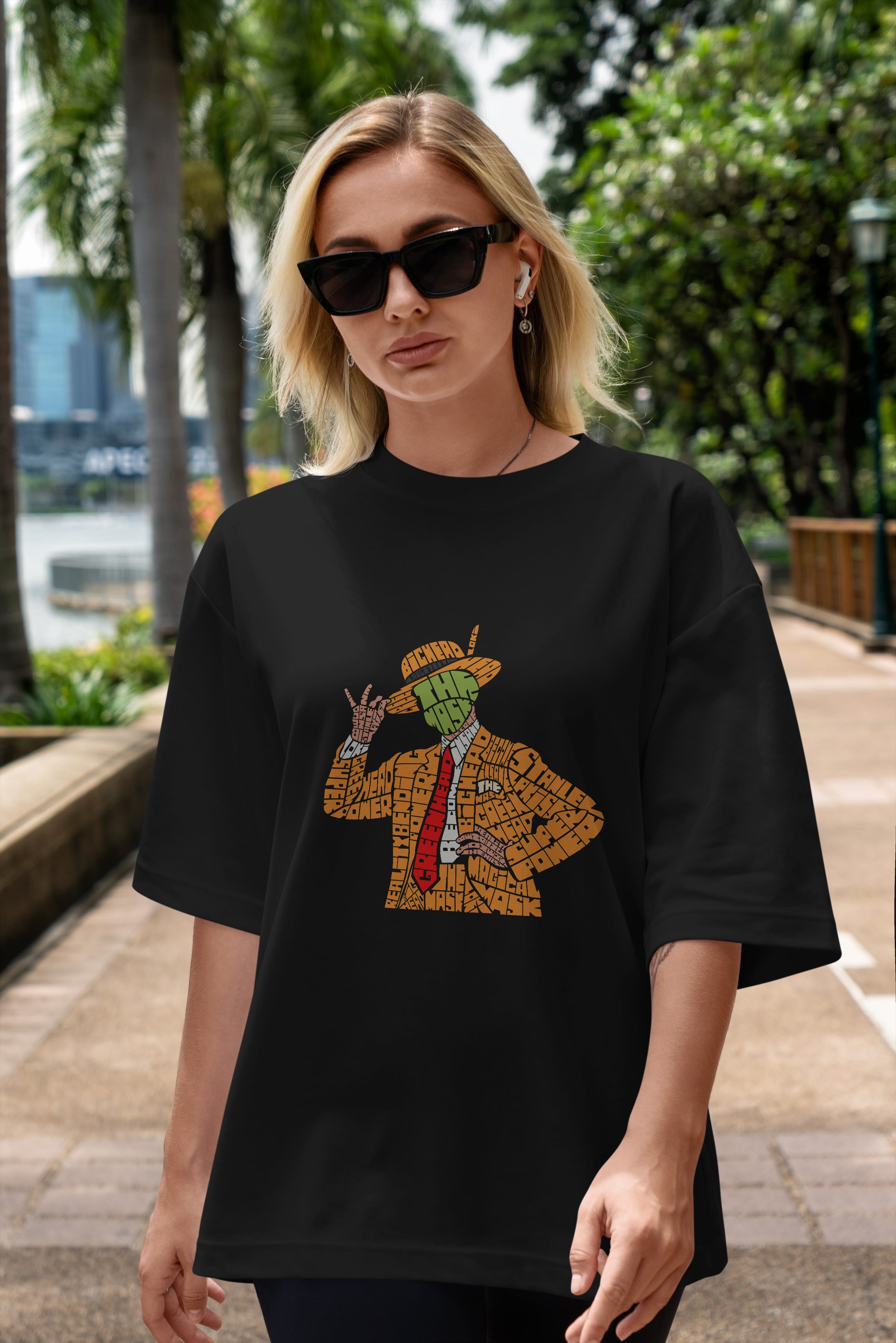 The Mask Ön Baskılı Oversize t-shirt %100 pamuk Erkek Kadın Unisex