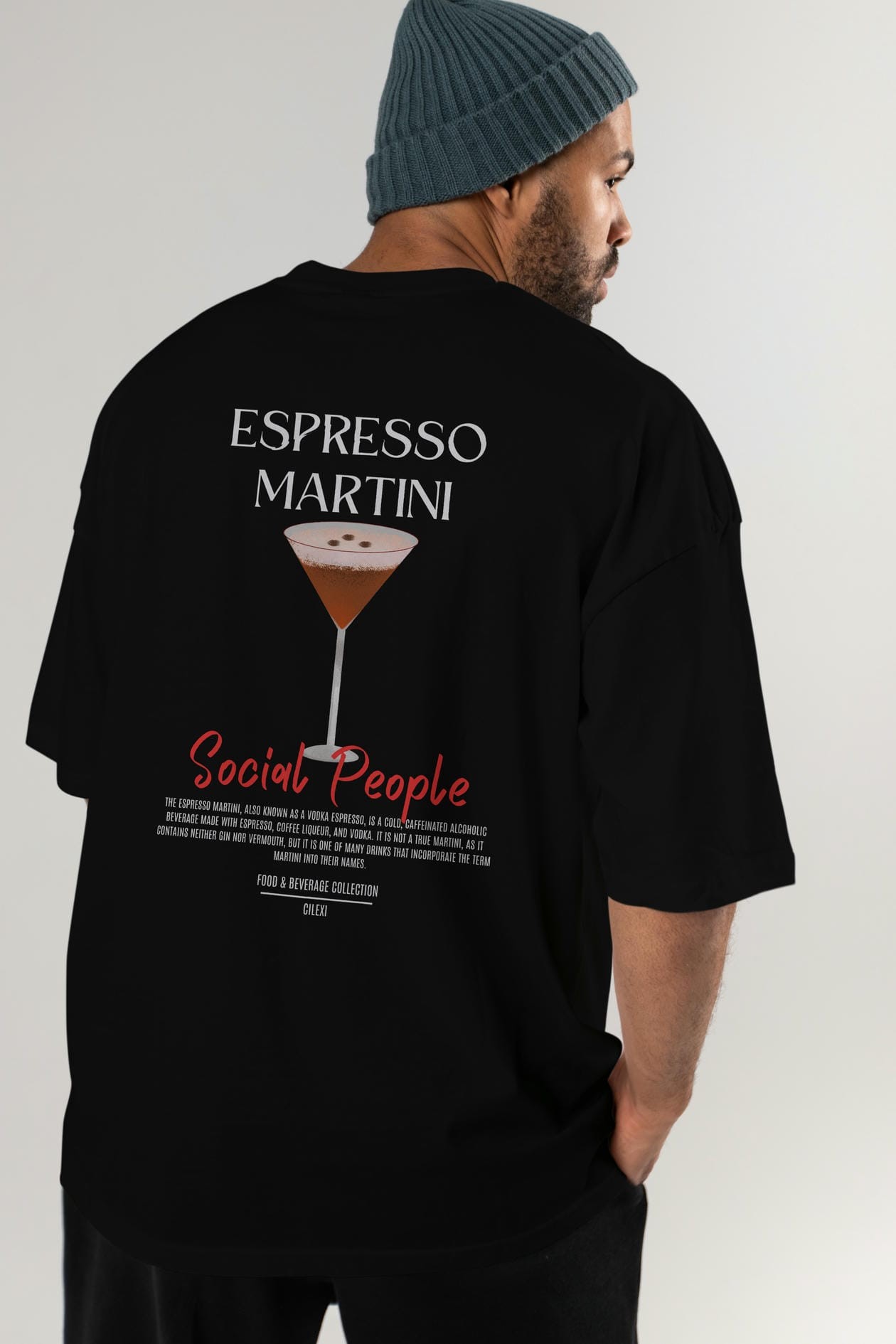 Espresso Martını Kokteyl Serisi Baskılı Oversize t-shirt Erkek Kadın Unisex %100 Pamuk Bisiklet Yaka tişort