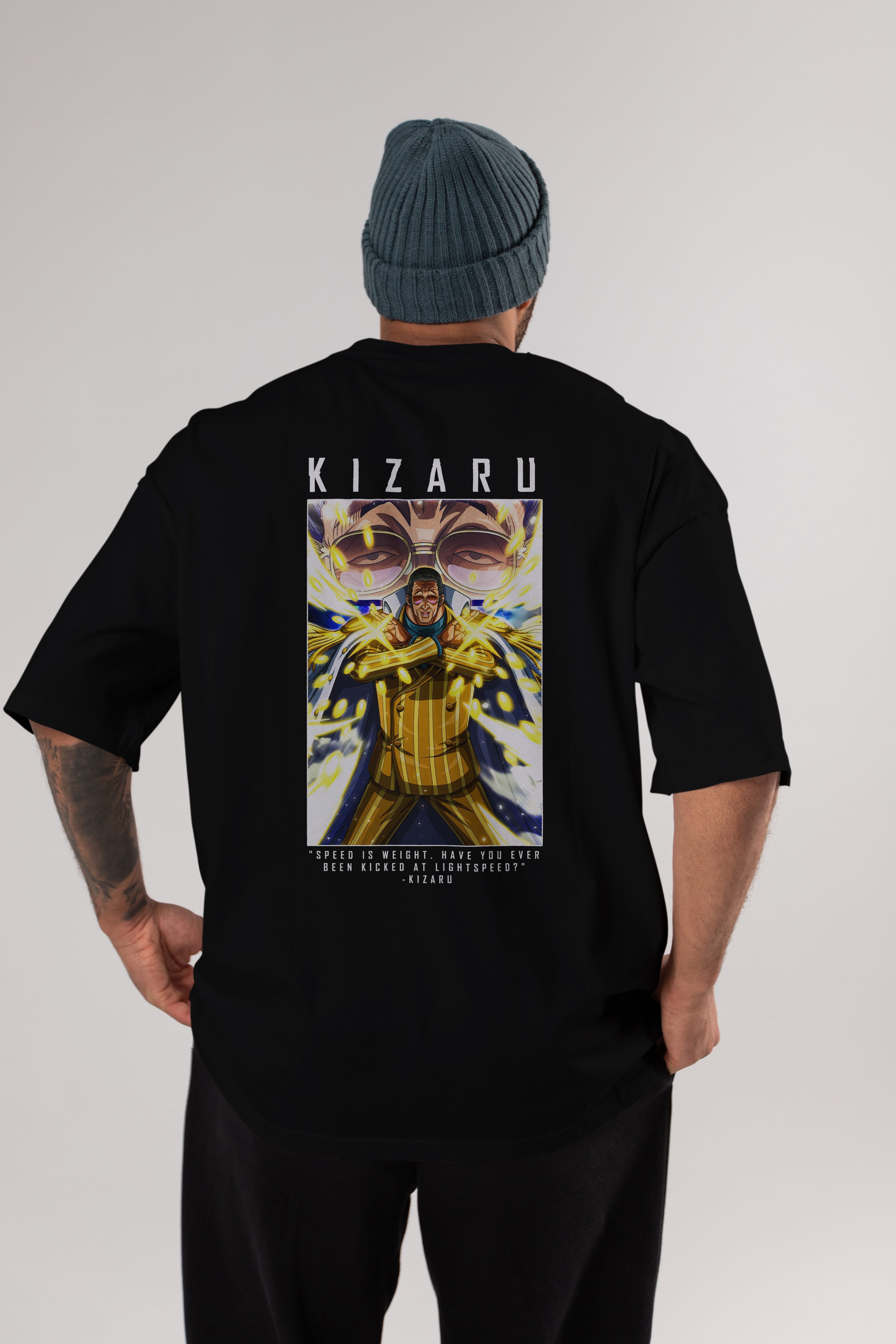 Kizaru Anime Arka Baskılı Oversize t-shirt Erkek Kadın Unisex %100 pamuk tişort