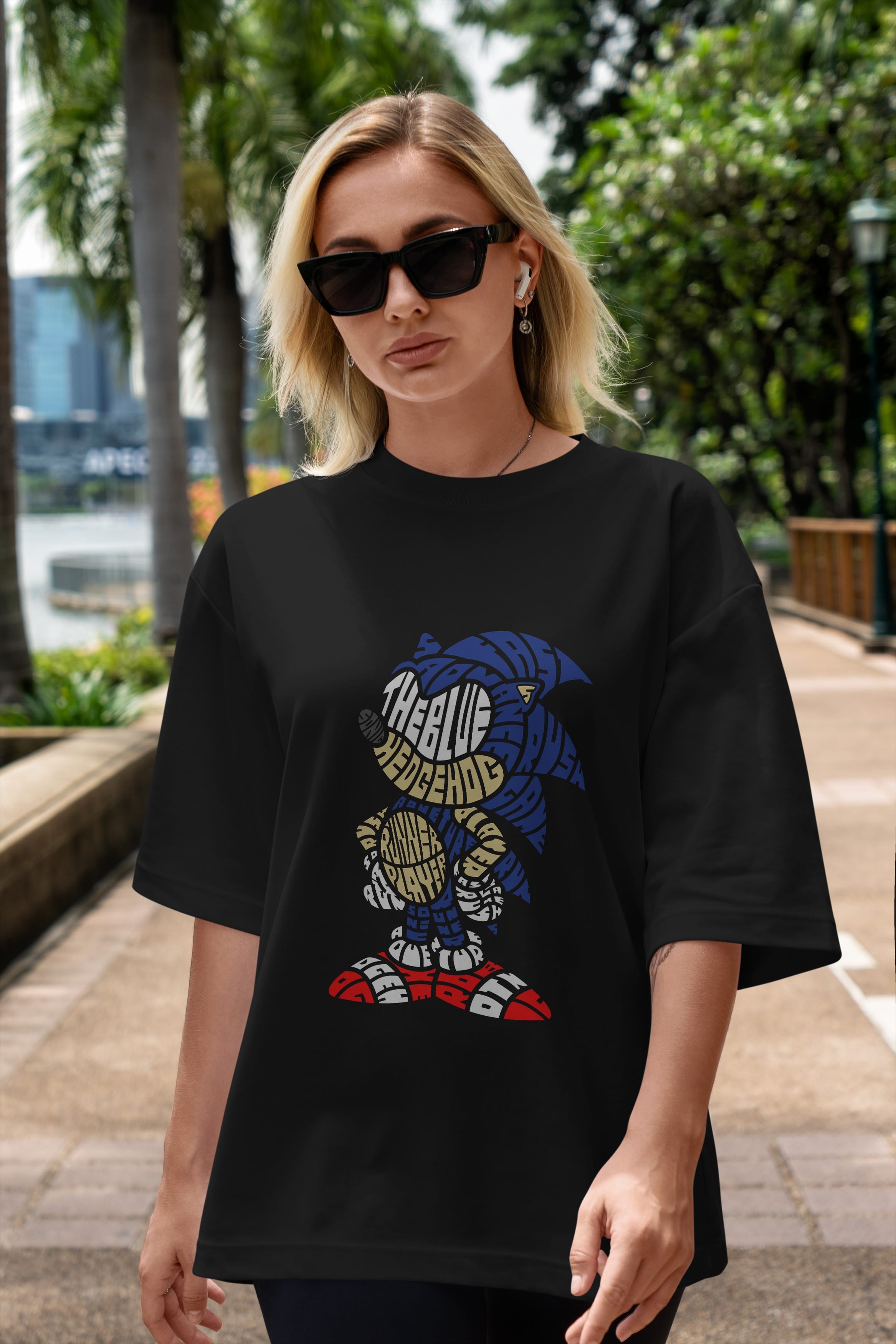 The Blue Hedgehog Ön Baskılı Oversize t-shirt %100 pamuk Erkek Kadın Unisex