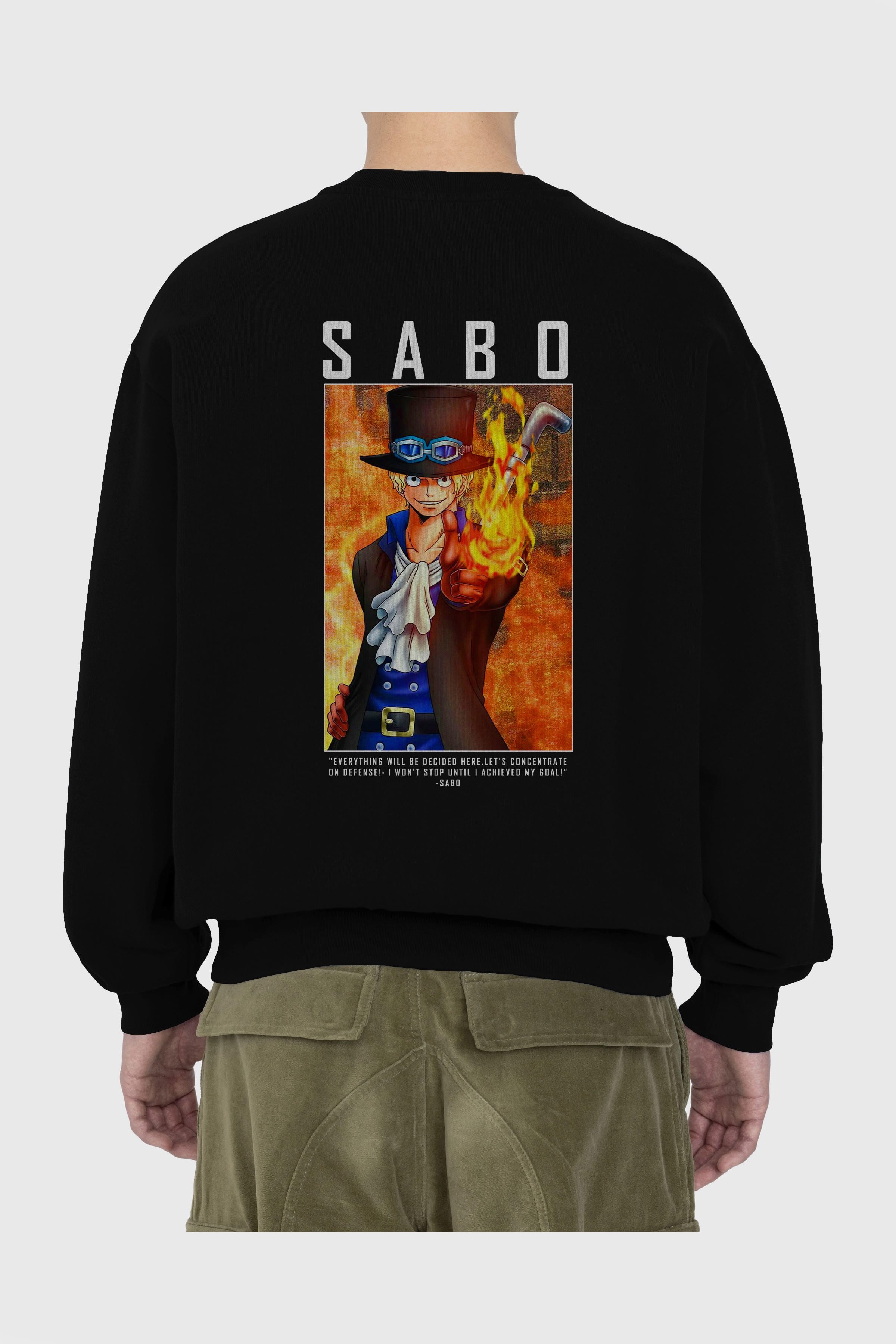 Sabo Arka Baskılı Anime Oversize Sweatshirt Erkek Kadın Unisex