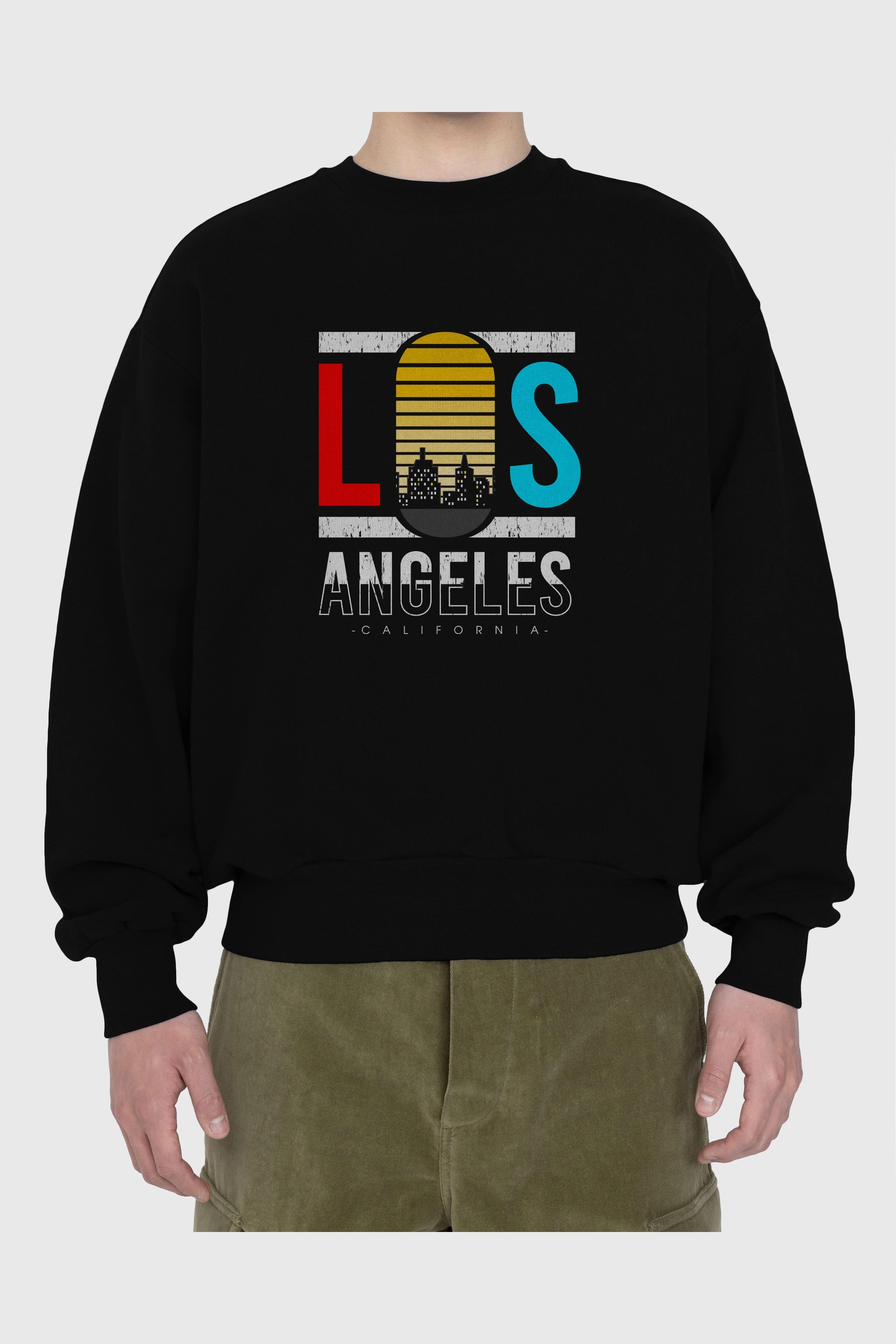 Los Angeles Ön Baskılı Oversize Sweatshirt Erkek Kadın Unisex