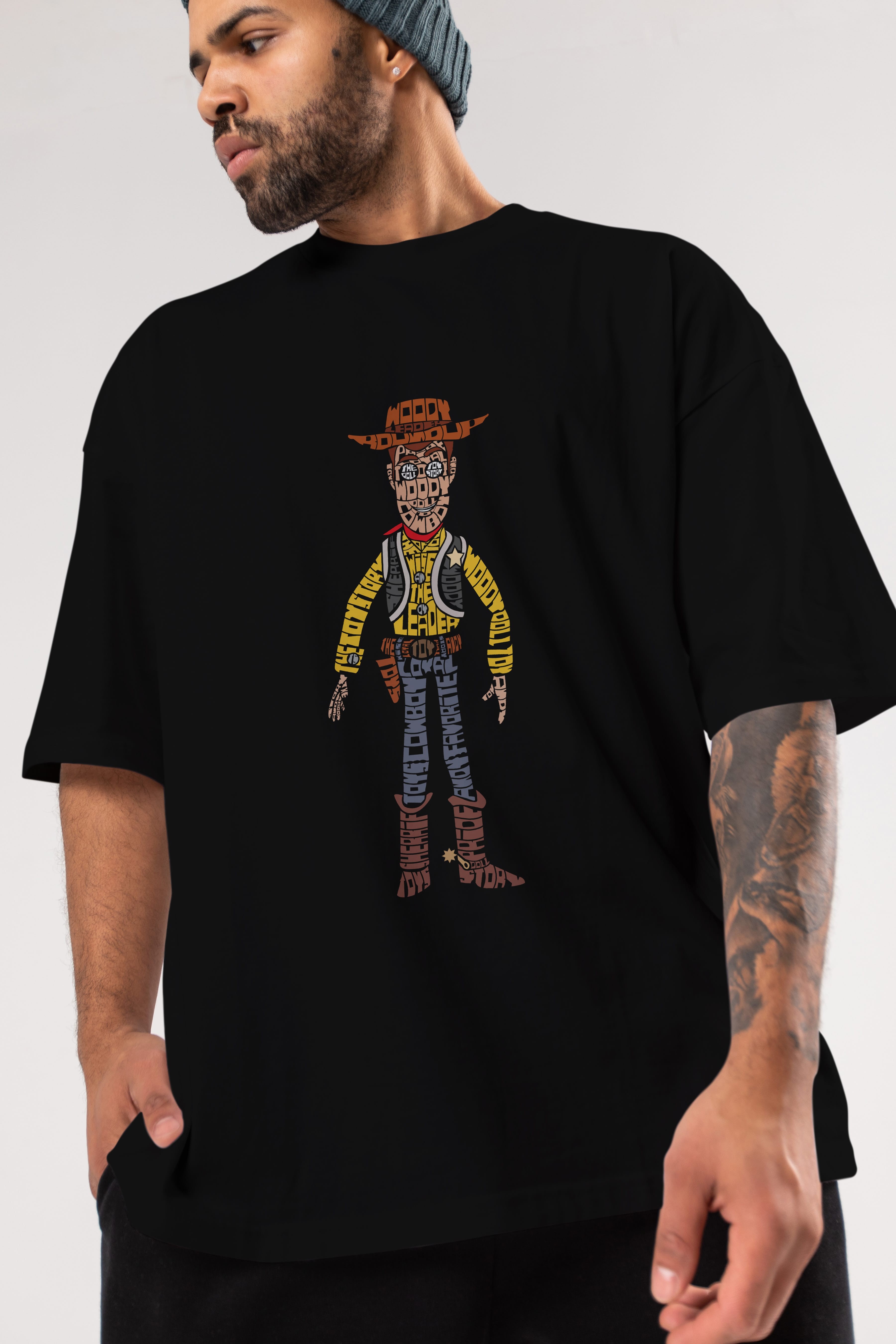 Woody Ön Baskılı Oversize t-shirt %100 pamuk Erkek Kadın Unisex