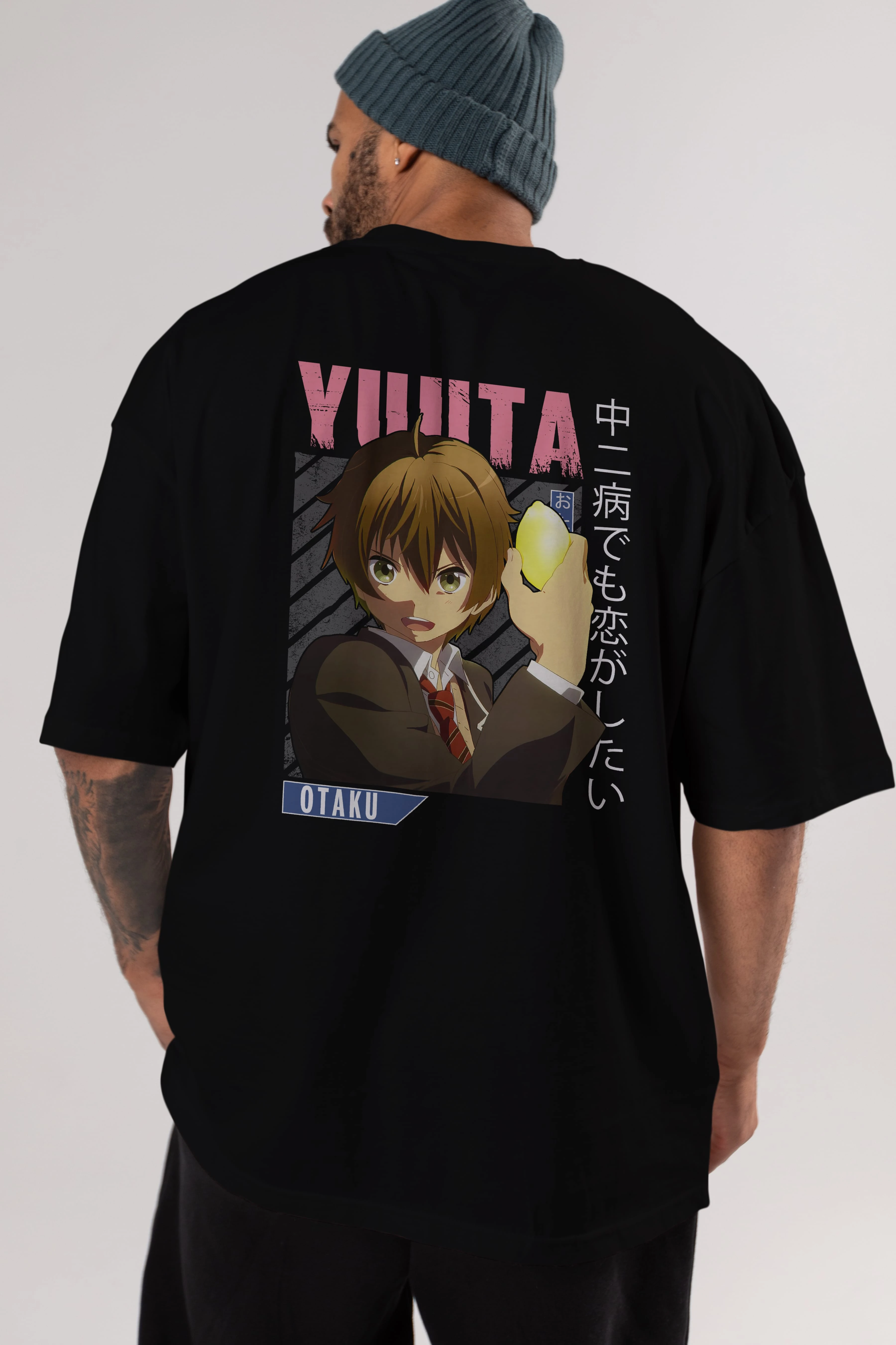 Yuuta Togashi 2 Anime Arka Baskılı Oversize t-shirt Erkek Kadın Unisex