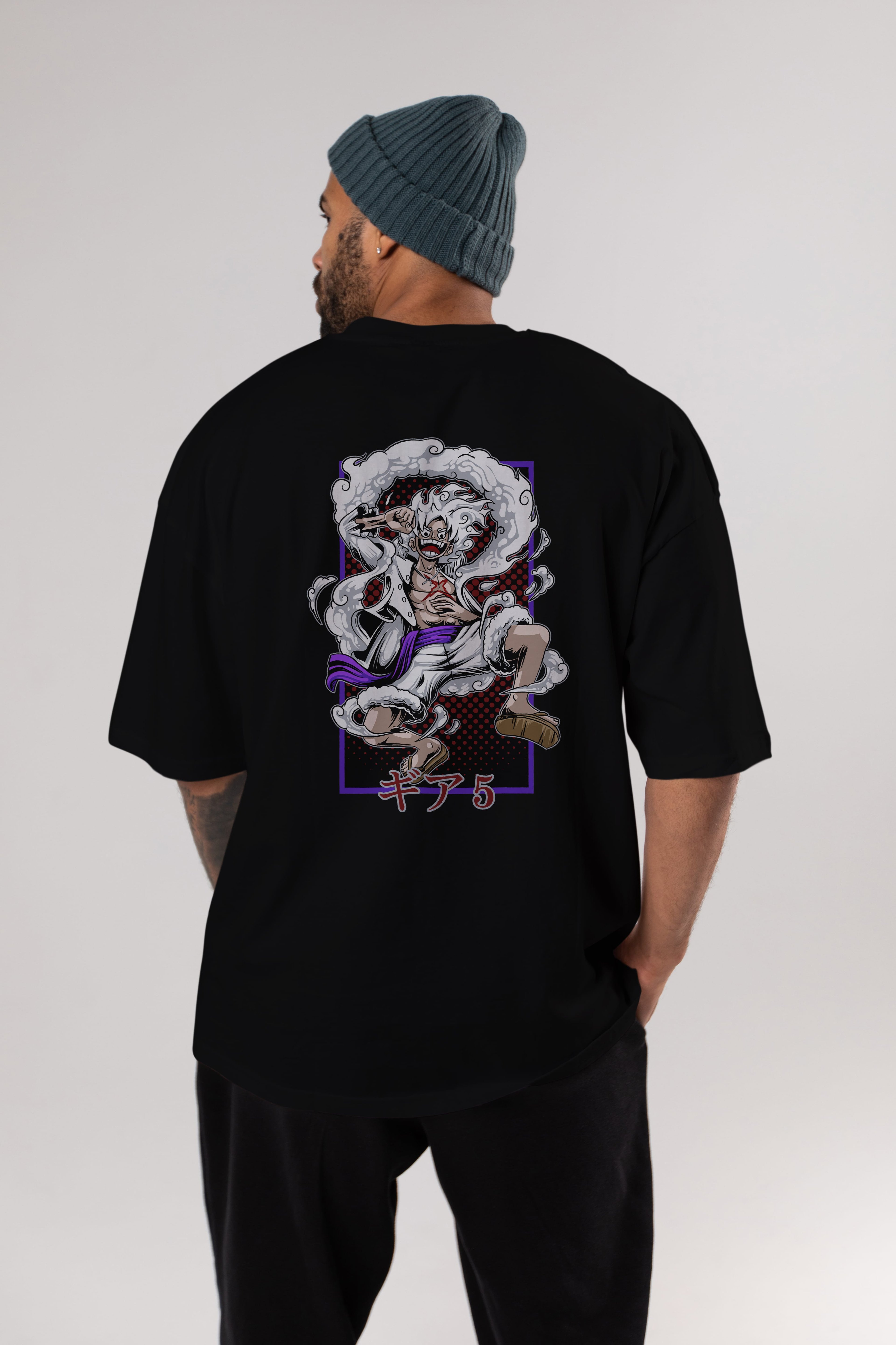 LUFFY GEAR 5 RECUADRO Anime Arka Baskılı Oversize t-shirt Erkek Kadın Unisex