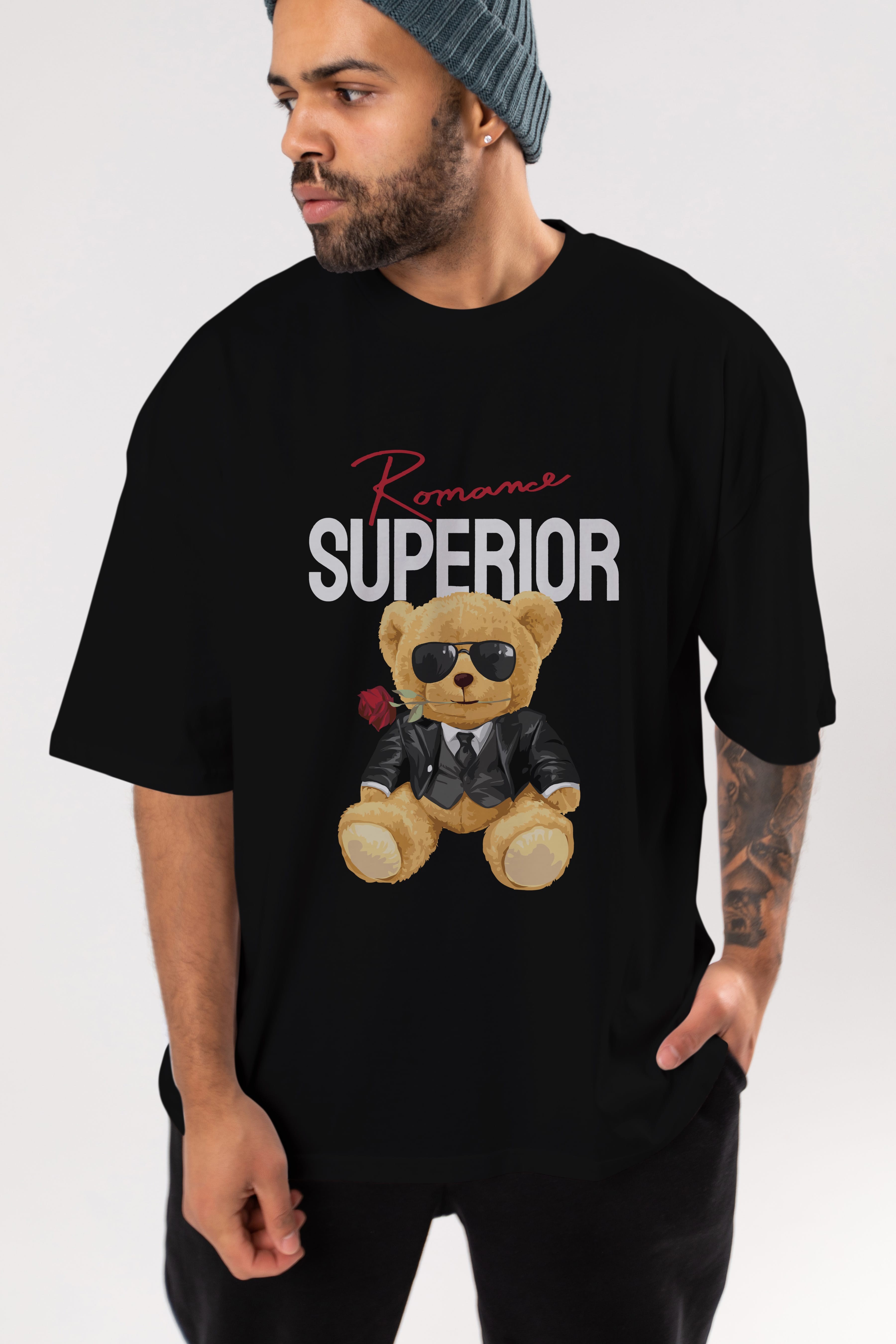 Teddy Bear Romance Superior Ön Baskılı Oversize t-shirt Erkek Kadın Unisex %100 Pamuk