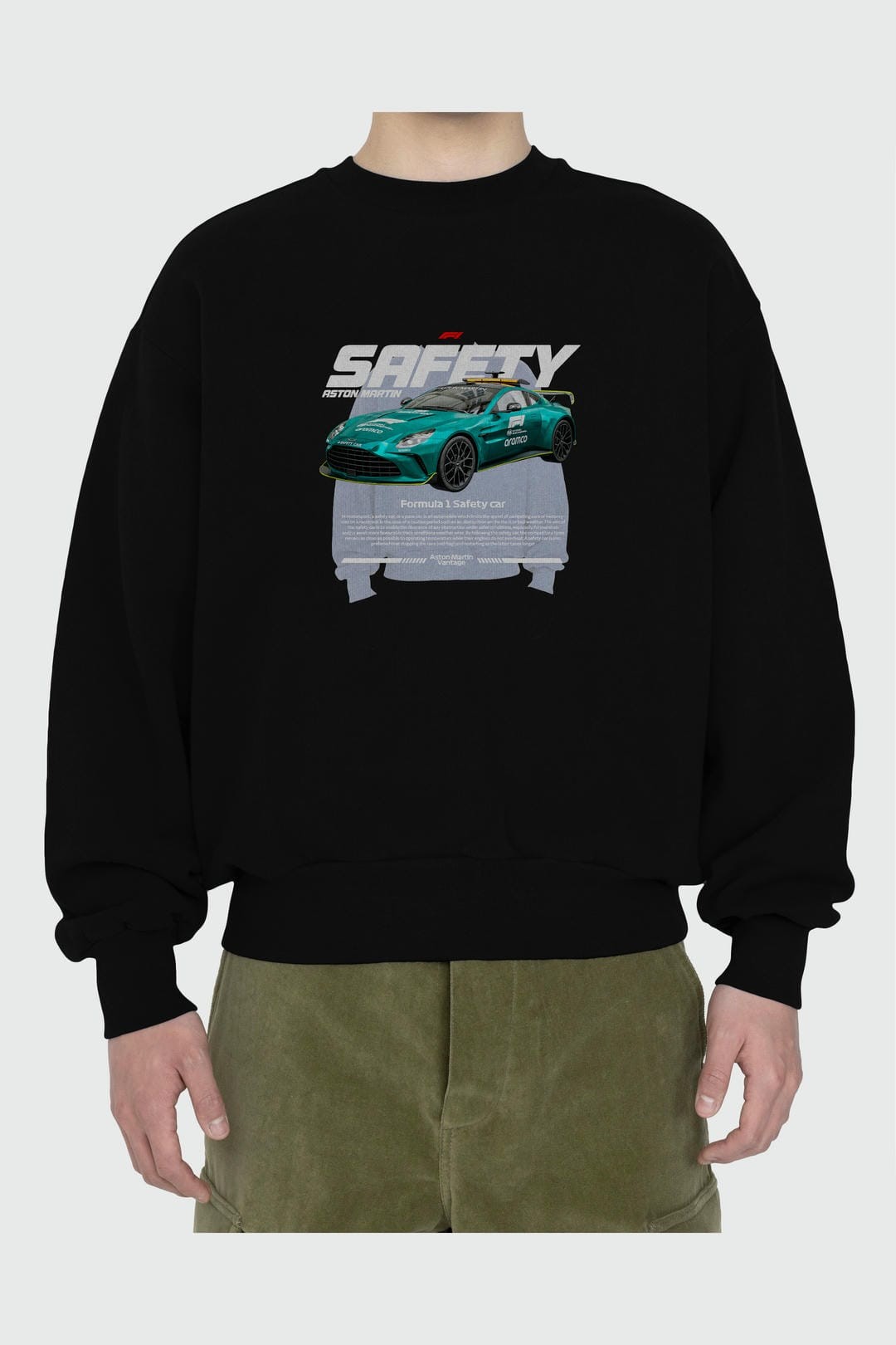 safety car f1 Ön Baskılı Anime Oversize Sweatshirt Erkek Kadın Unisex