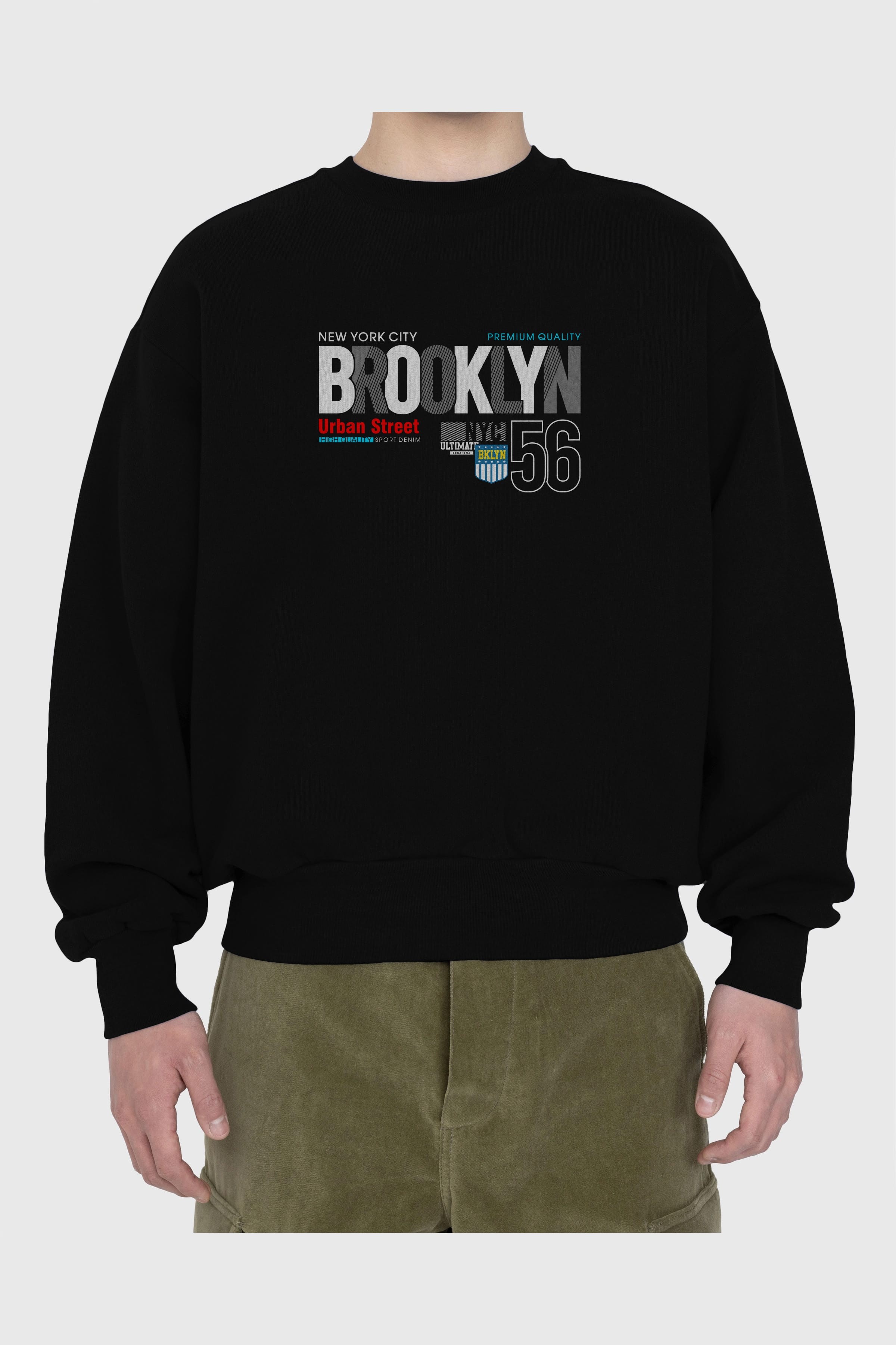 Brooklyn 56 Ön Baskılı Oversize Sweatshirt Erkek Kadın Unisex