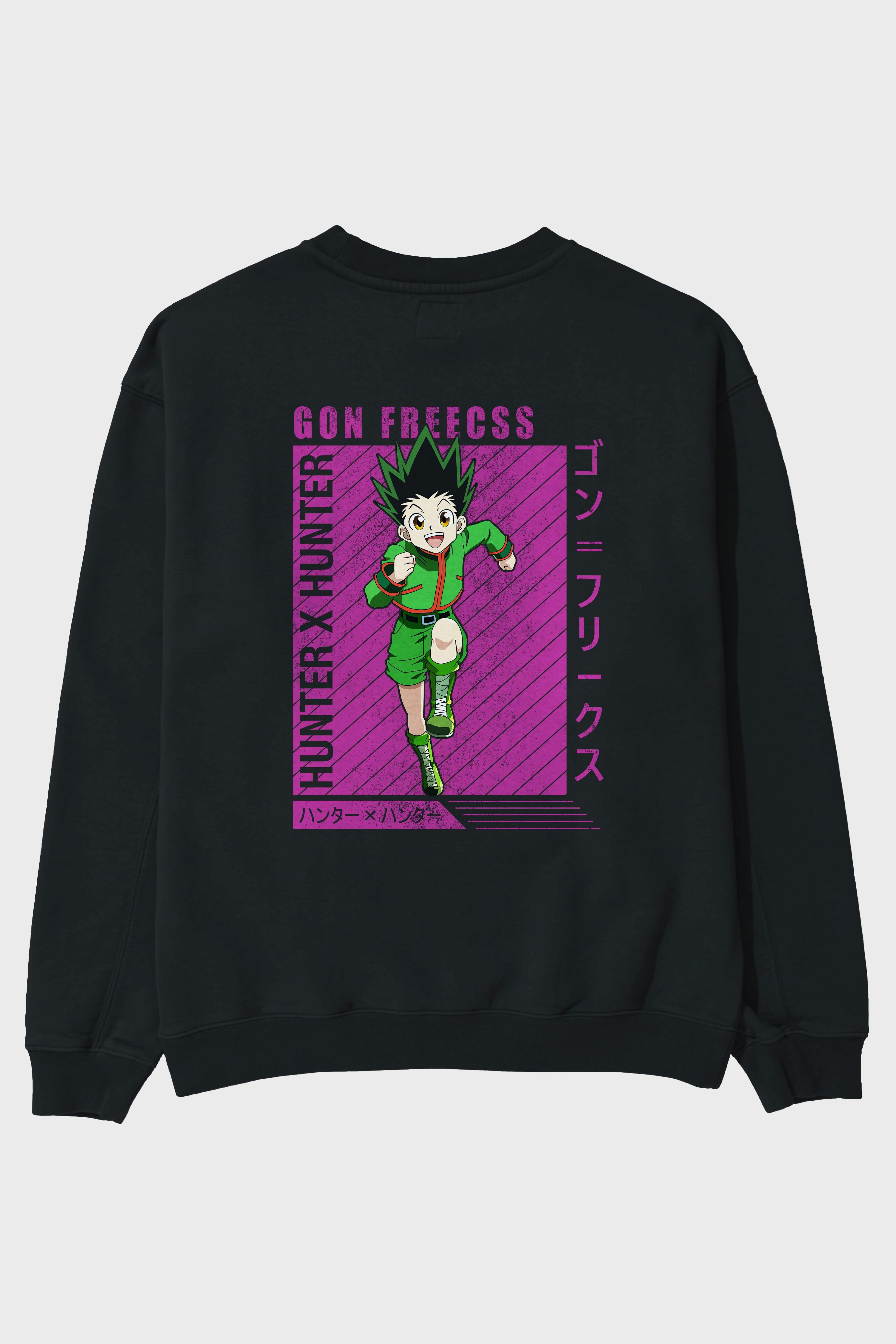 Gon Freecss HUNTER X HUNTER 3 Anime Arka Baskılı Oversize Sweatshirt Erkek Kadın Unisex