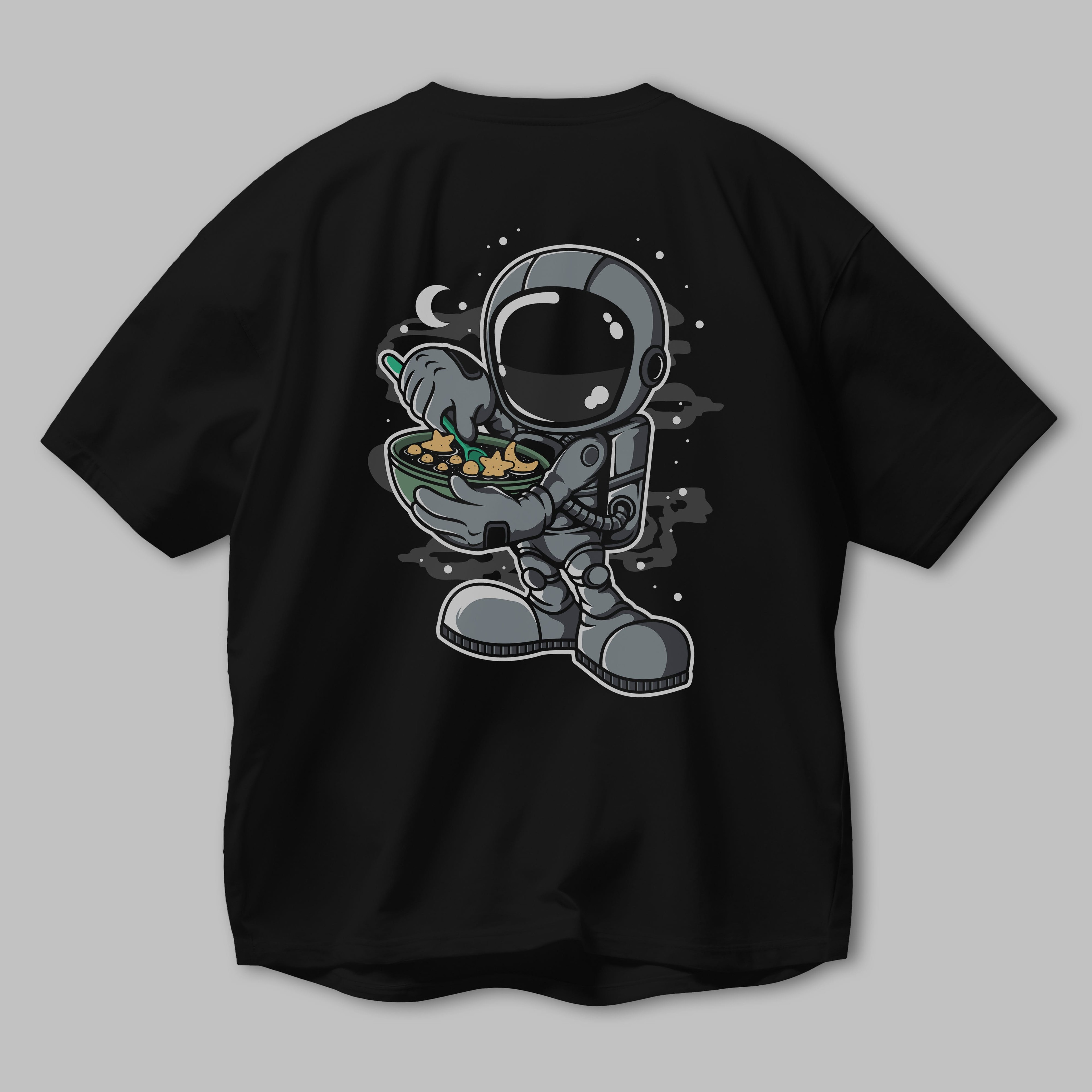 Astronaut Star Flakes Arka Baskılı Oversize t-shirt Erkek Kadın Unisex