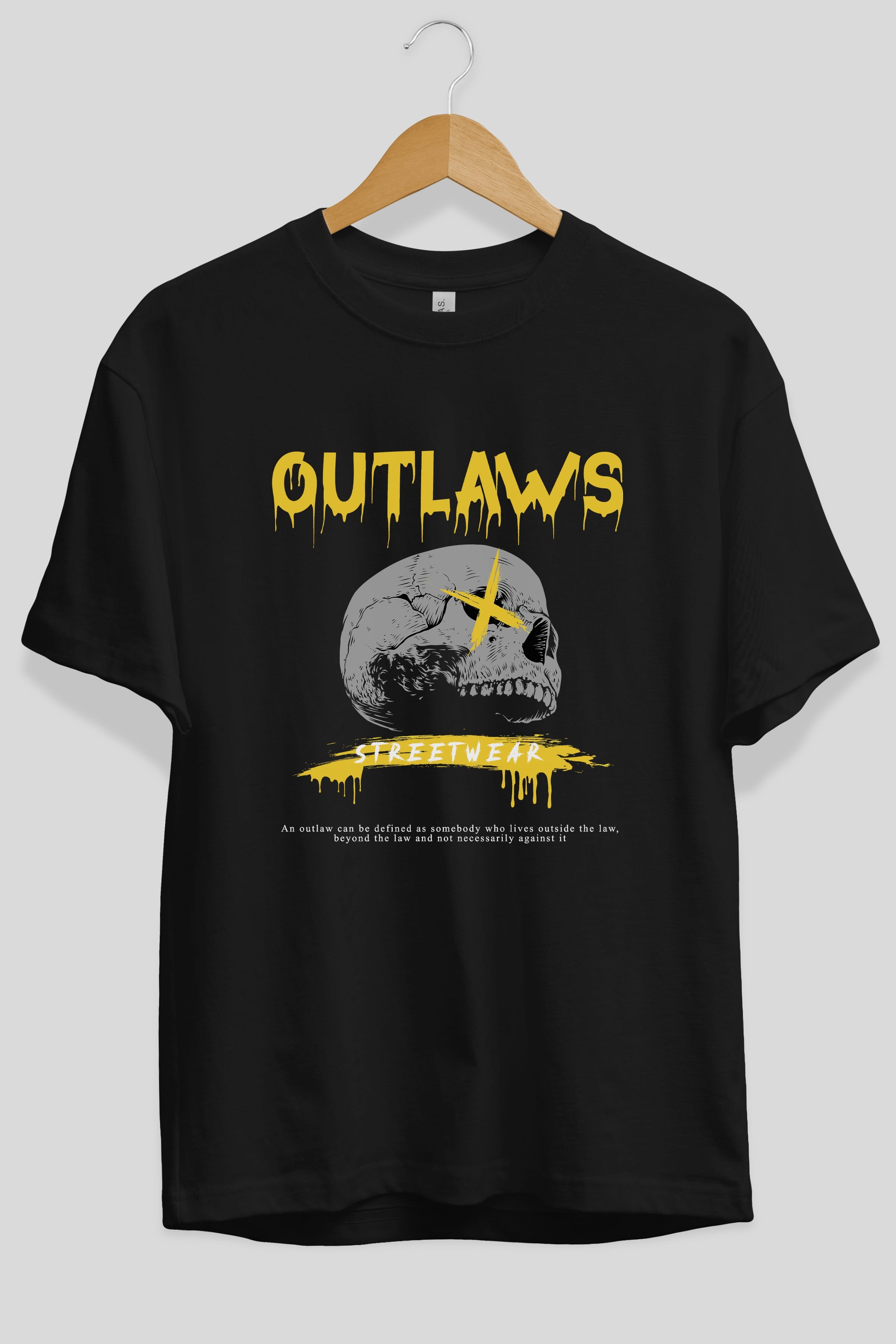 Outlaws Streetwear Ön Baskılı Oversize t-shirt Erkek Kadın Unisex