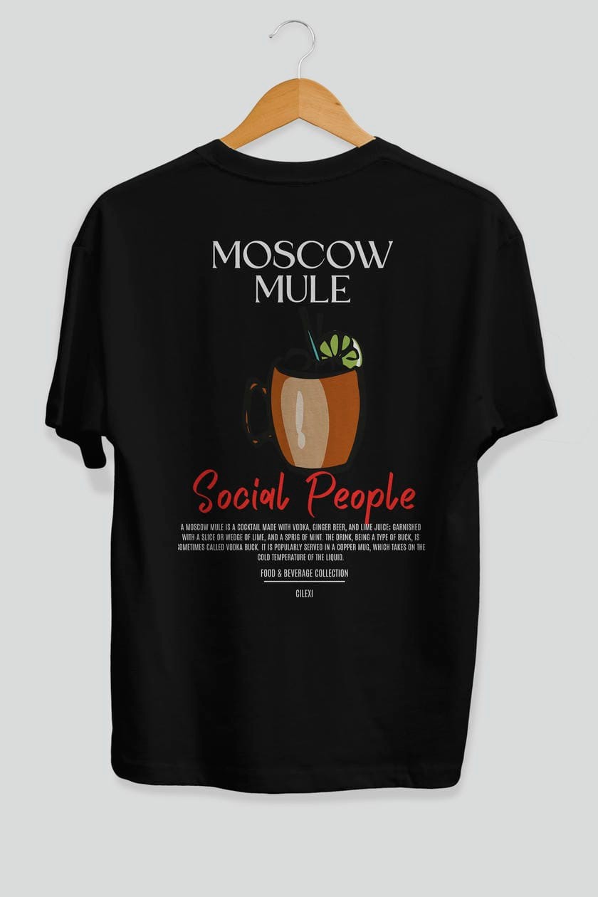 Moscow Mule Kokteyl Serisi Baskılı Oversize t-shirt Erkek Kadın Unisex %100 Pamuk Bisiklet Yaka tişort