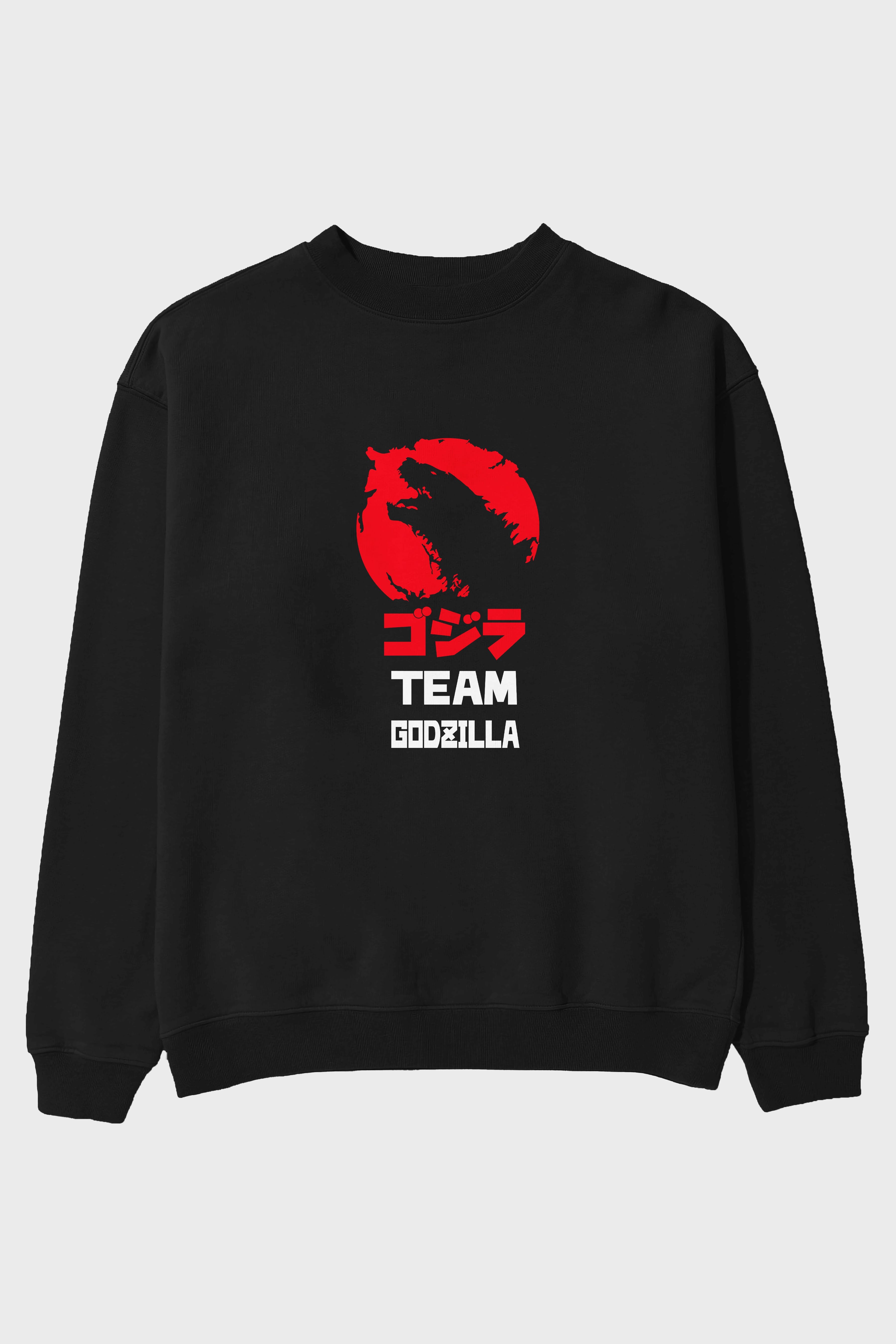 Team Godzilla Ön Baskılı Oversize Sweatshirt Erkek Kadın Unisex