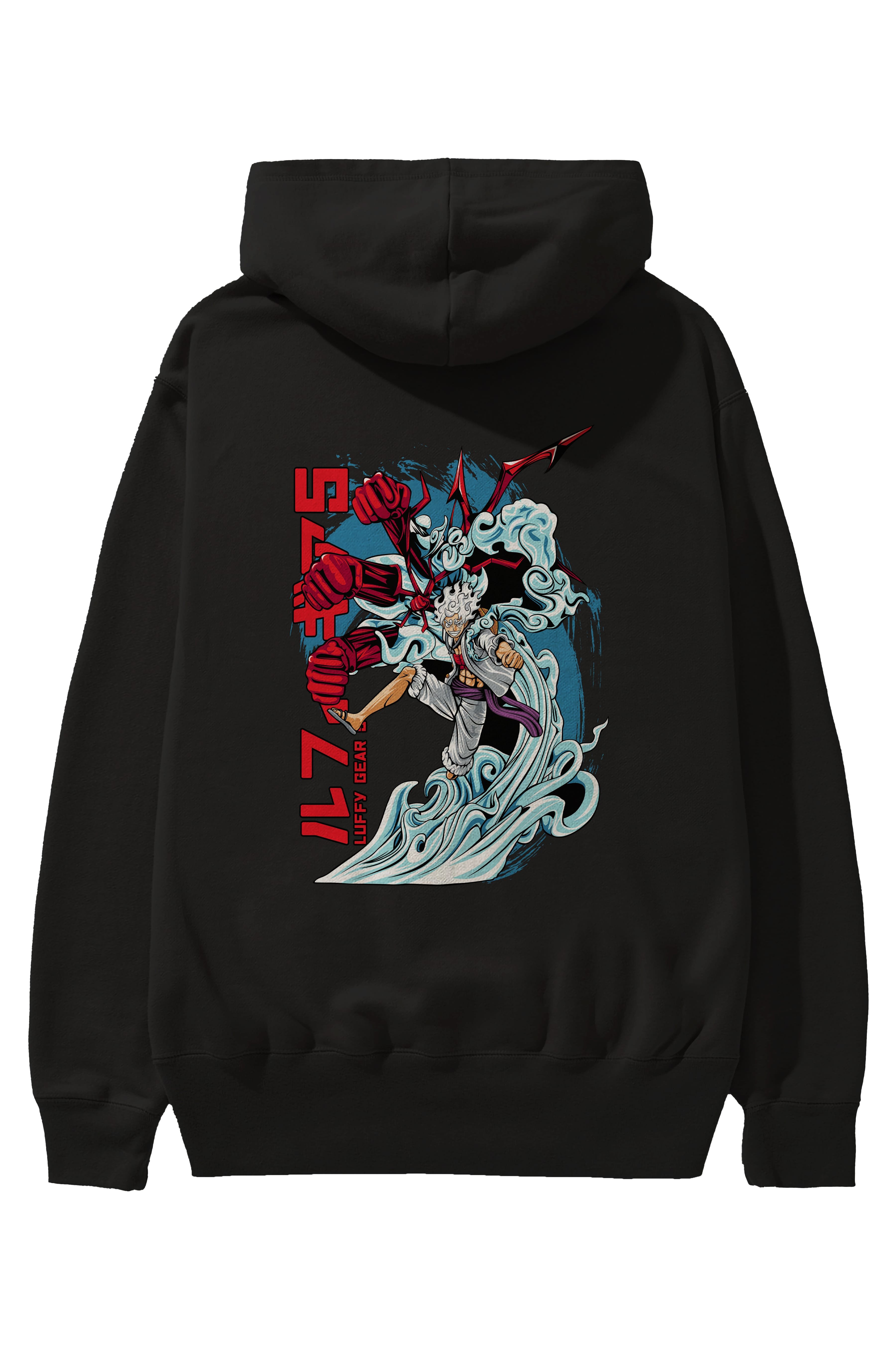 MONKEY D. LUFFY GEAR5 2 Anime Arka Baskılı Hoodie Oversize Kapüşonlu Sweatshirt Erkek Kadın Unisex