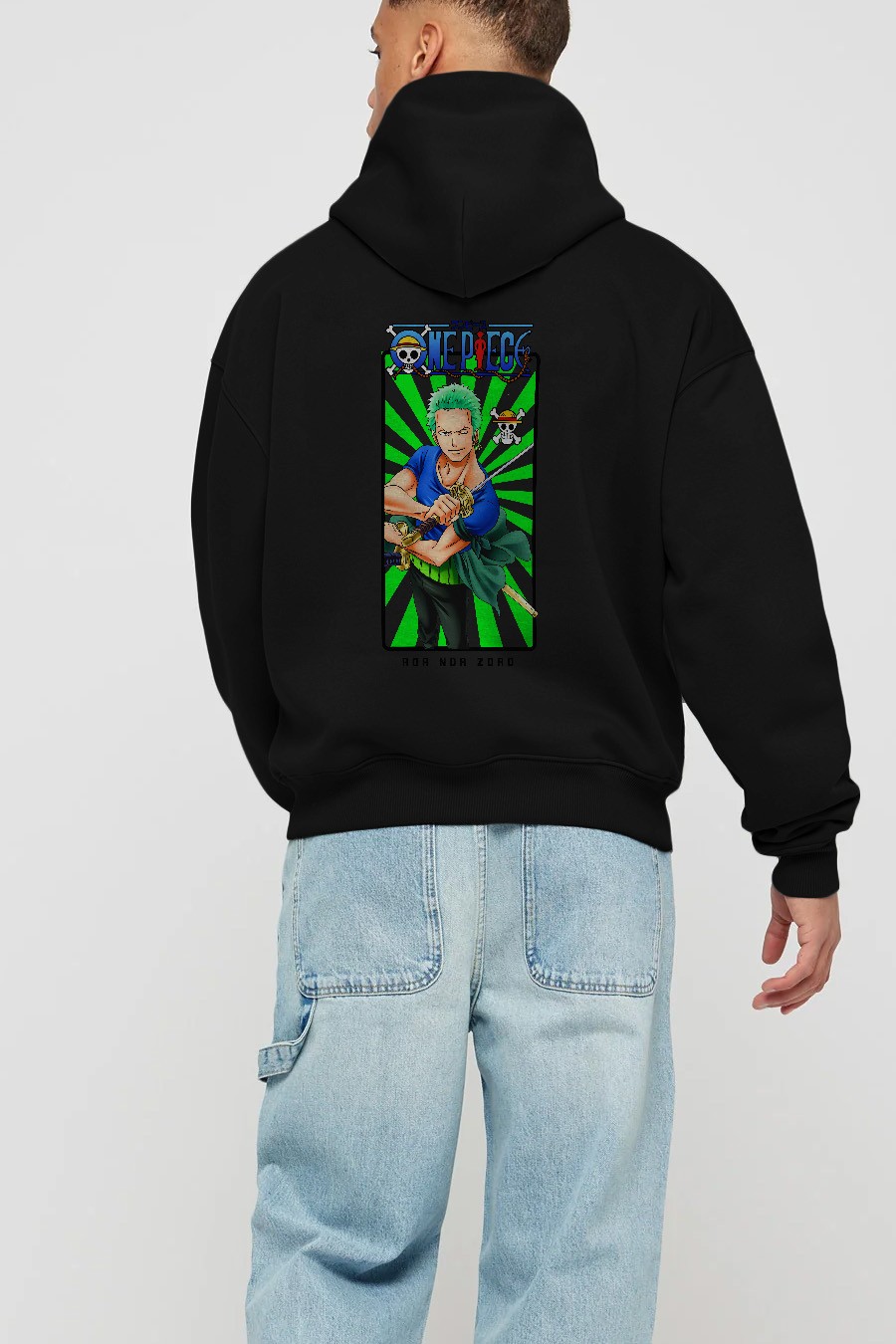 Roronoa Zoro 6 Anime Arka Baskılı Hoodie Oversize Kapüşonlu Sweatshirt Erkek Kadın Unisex