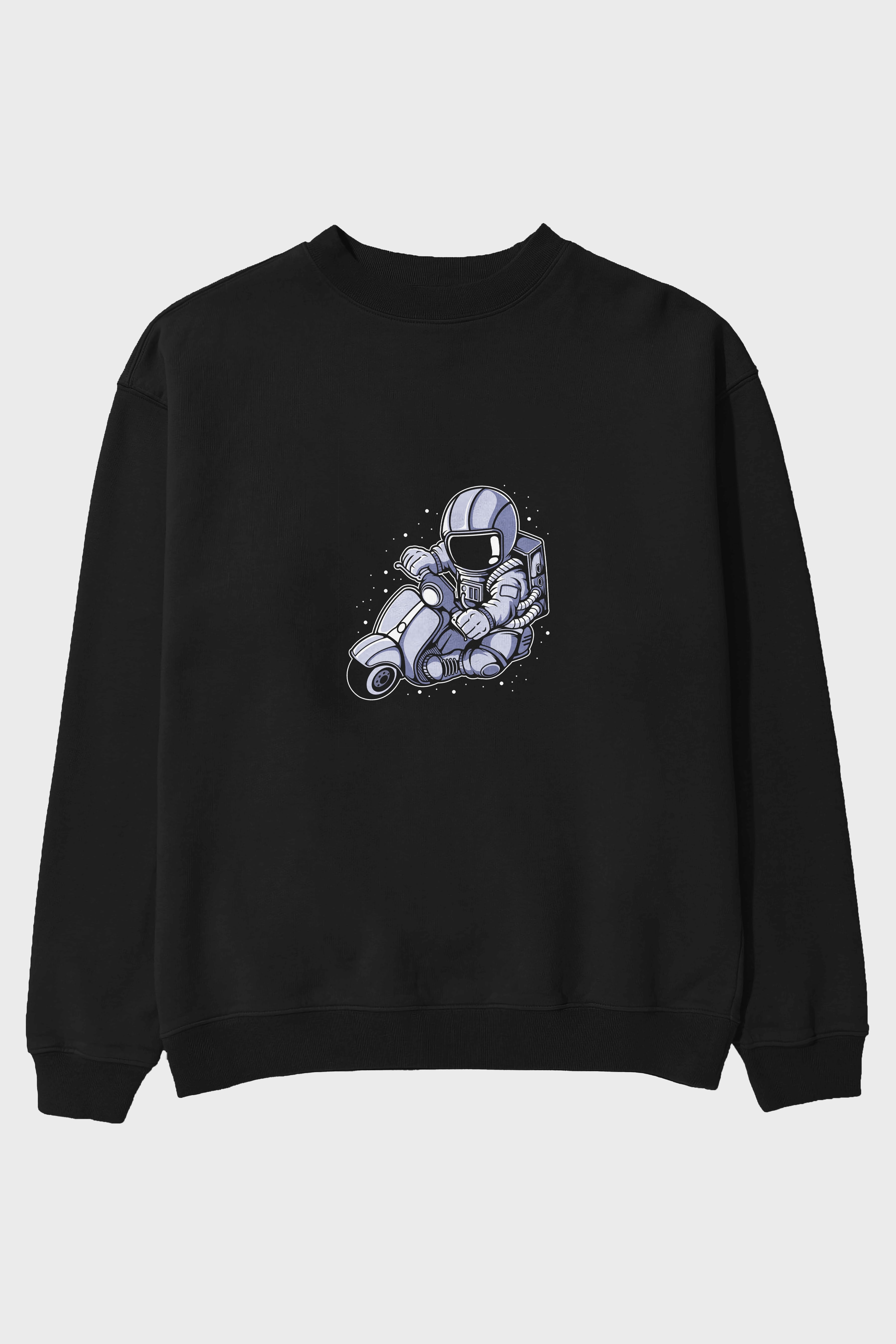 Astronaut Scooter (2) Ön Baskılı Oversize Sweatshirt Erkek Kadın Unisex
