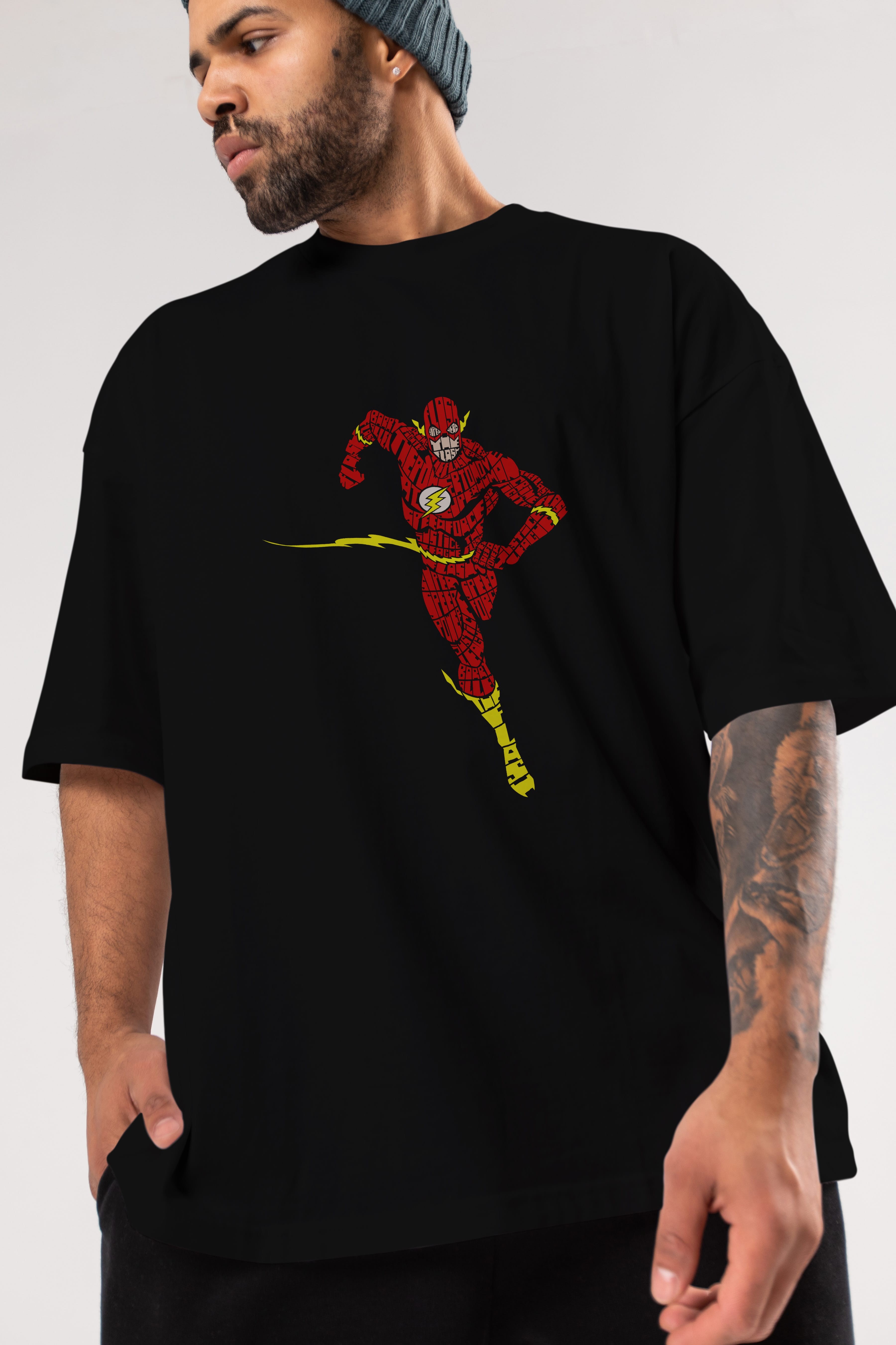 The Flash Ön Baskılı Oversize t-shirt %100 pamuk Erkek Kadın Unisex