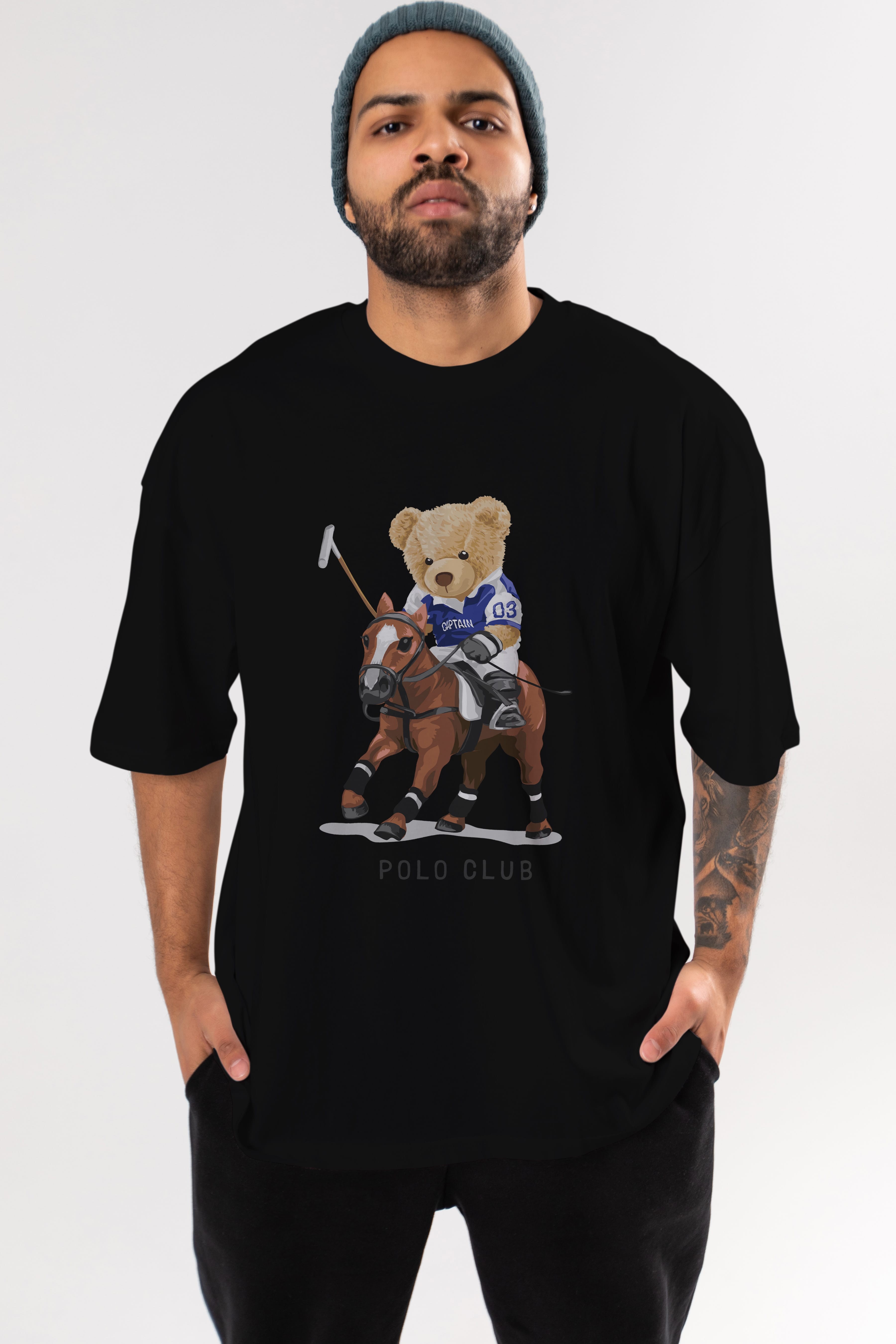 Teddy Bear Polo Club Ön Baskılı Oversize t-shirt Erkek Kadın Unisex %100 Pamuk