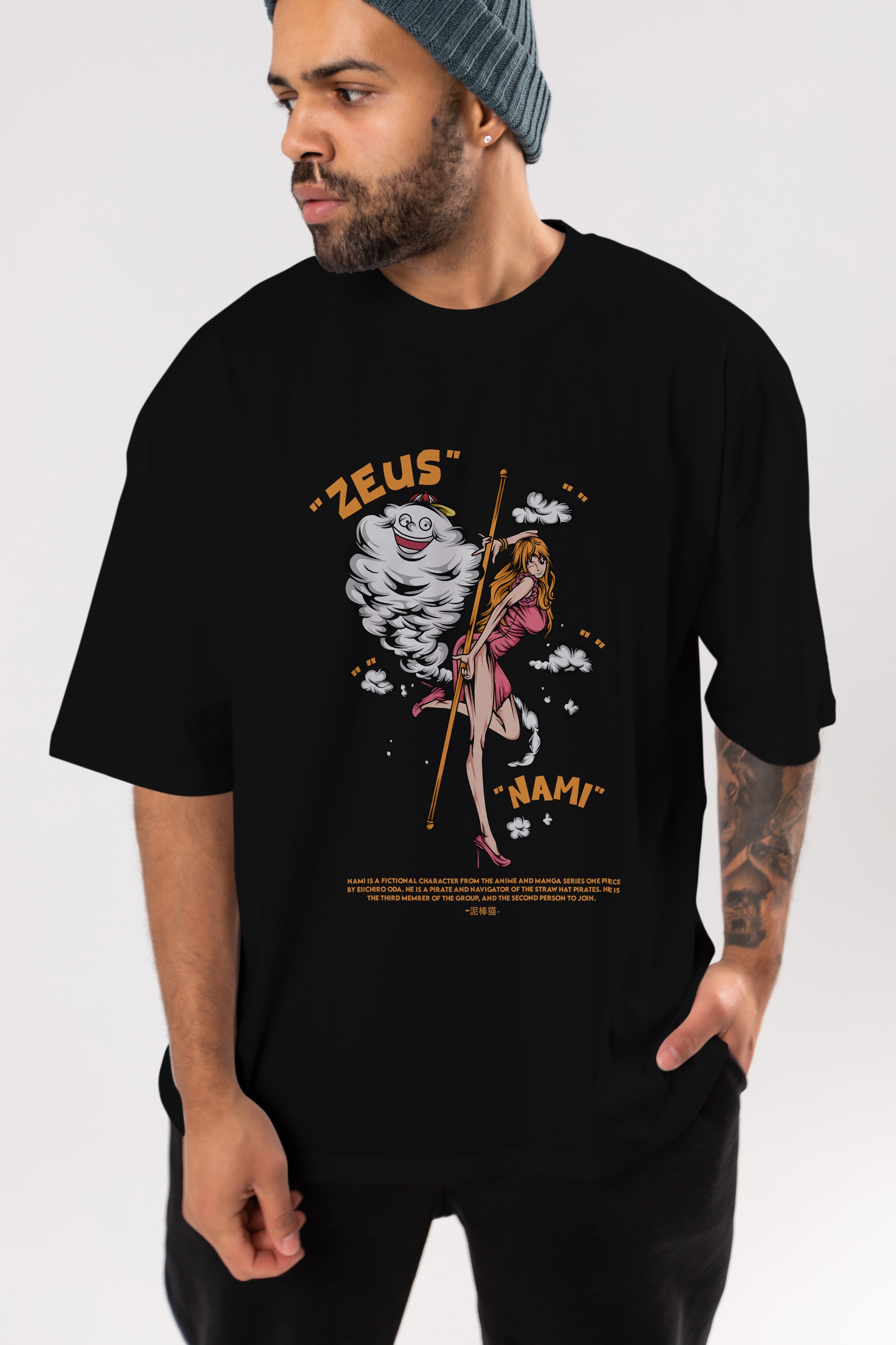 Zeus Nami Anime Ön Baskılı Oversize t-shirt %100 pamuk Erkek Kadın Unisex
