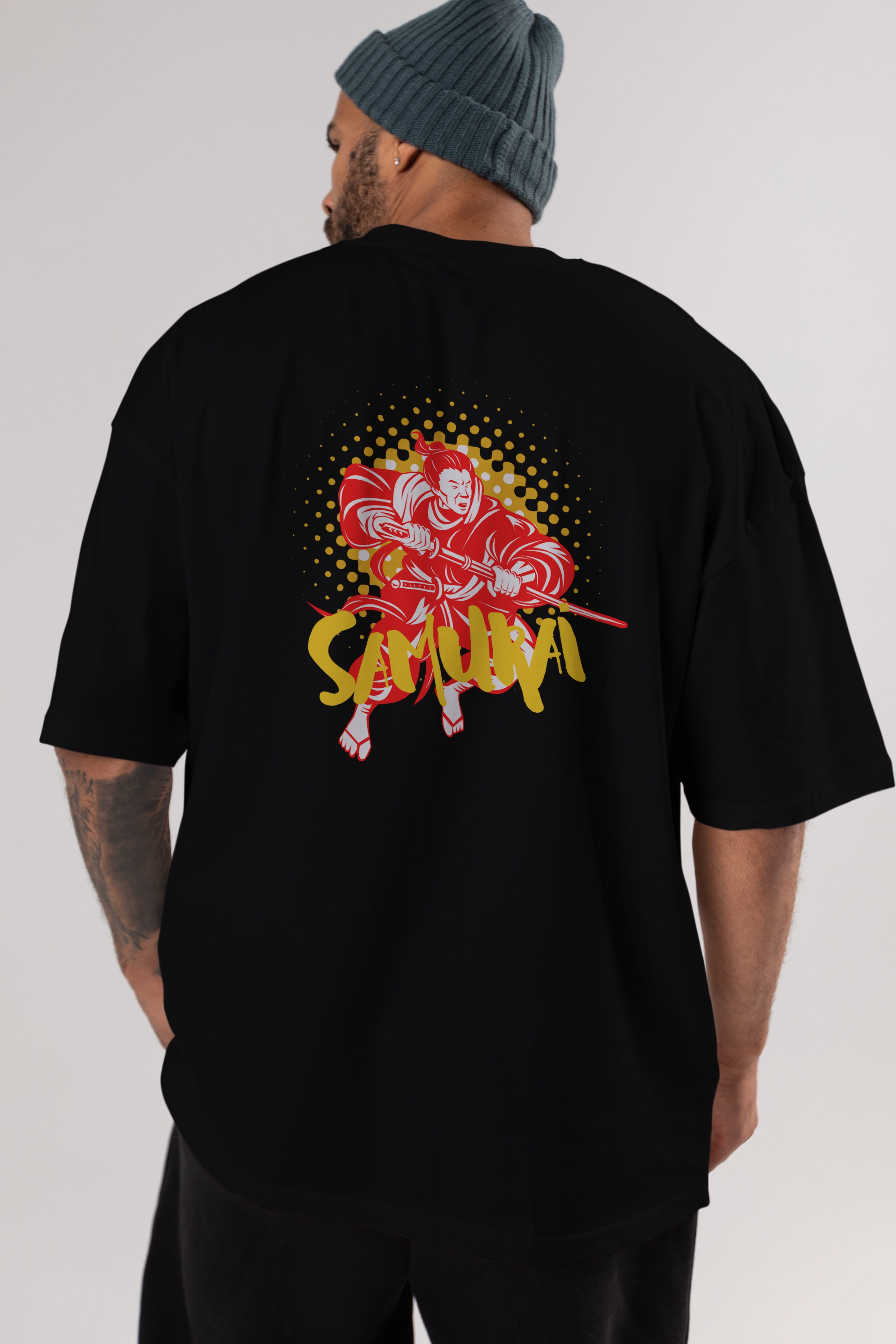 Samurai Arka Baskılı Oversize t-shirt Erkek Kadın Unisex