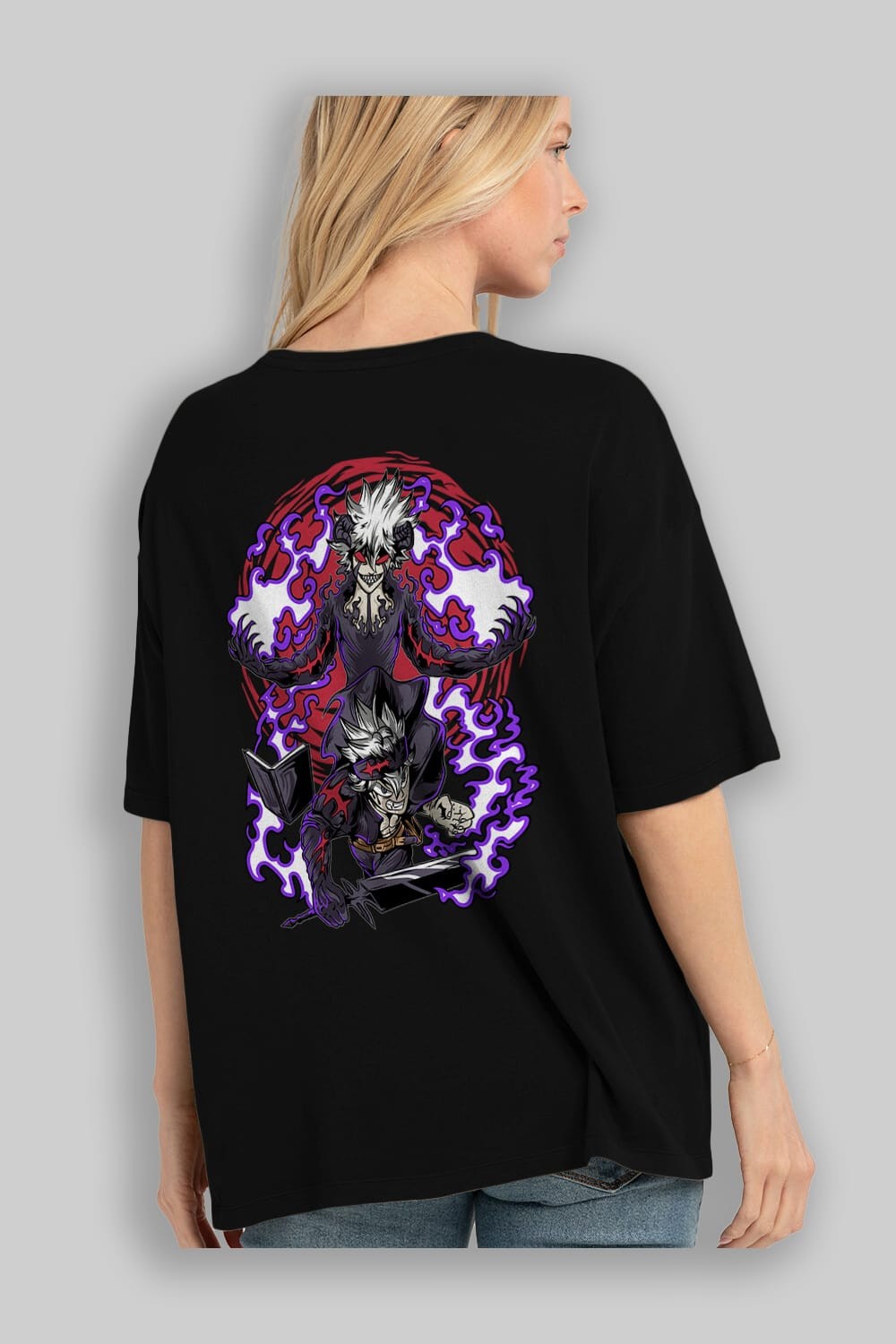 BLACK CLOVER DEVIL UNION Anime Arka Baskılı Oversize t-shirt Erkek Kadın Unisex